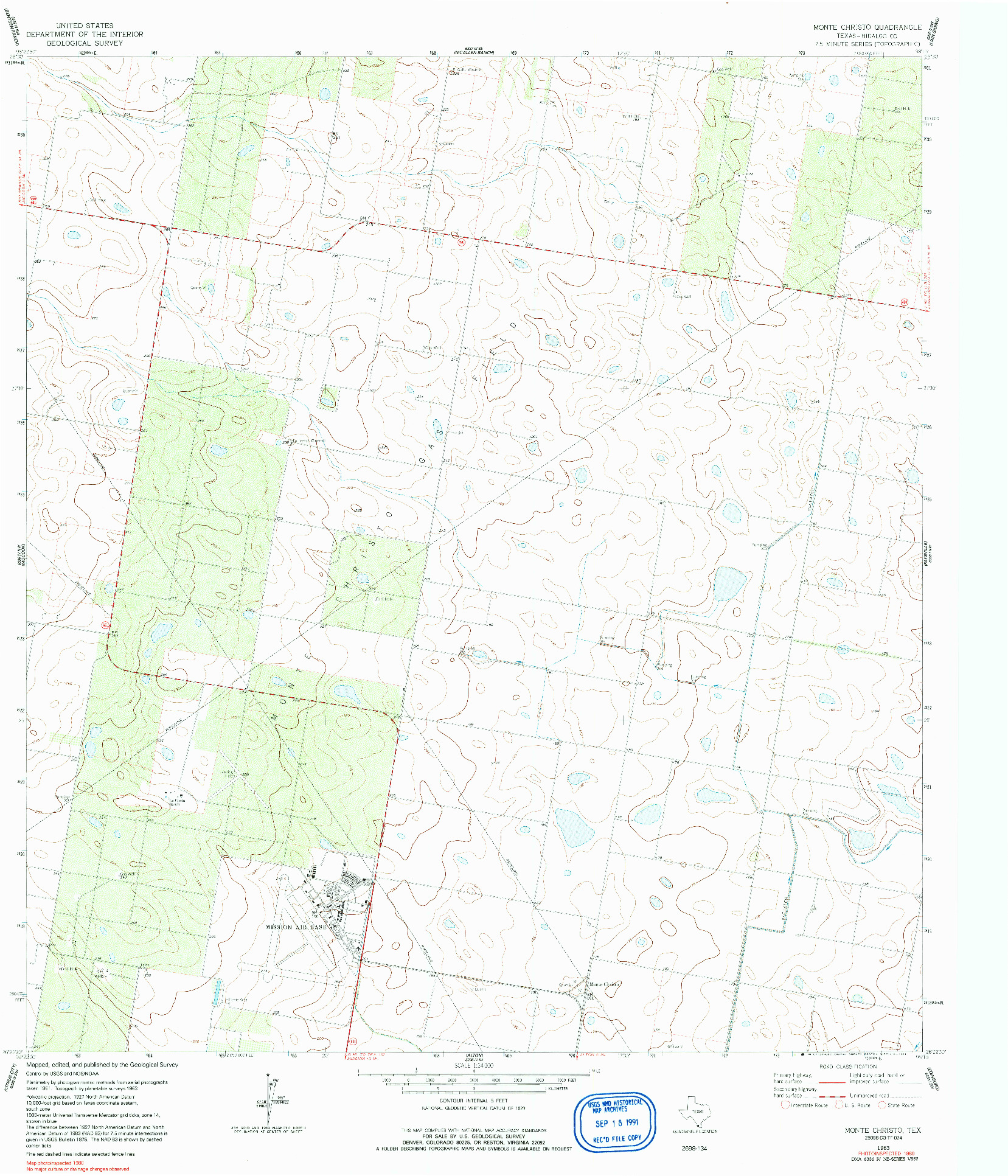 USGS 1:24000-SCALE QUADRANGLE FOR MONTE CHRISTO, TX 1963