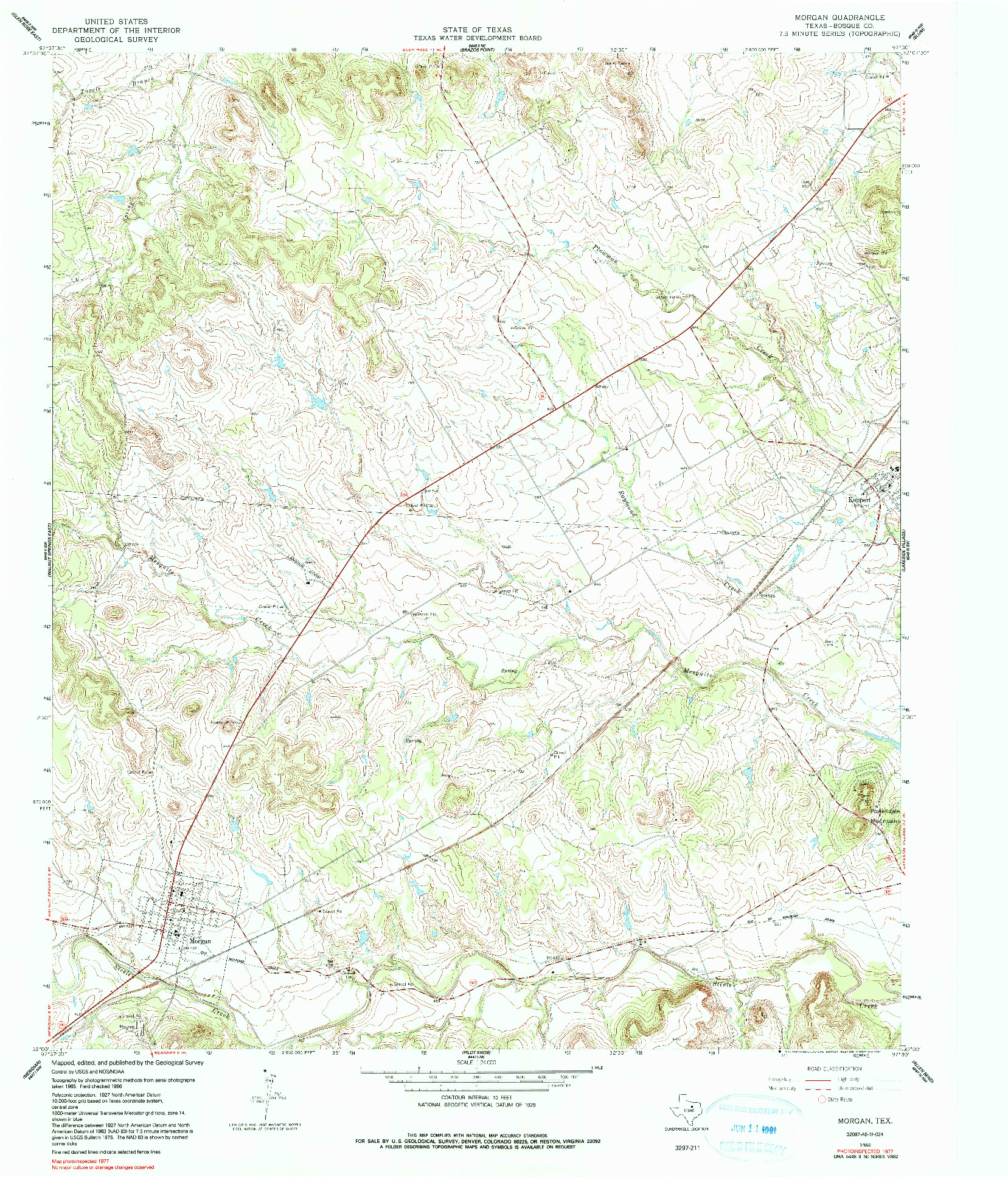 USGS 1:24000-SCALE QUADRANGLE FOR MORGAN, TX 1966
