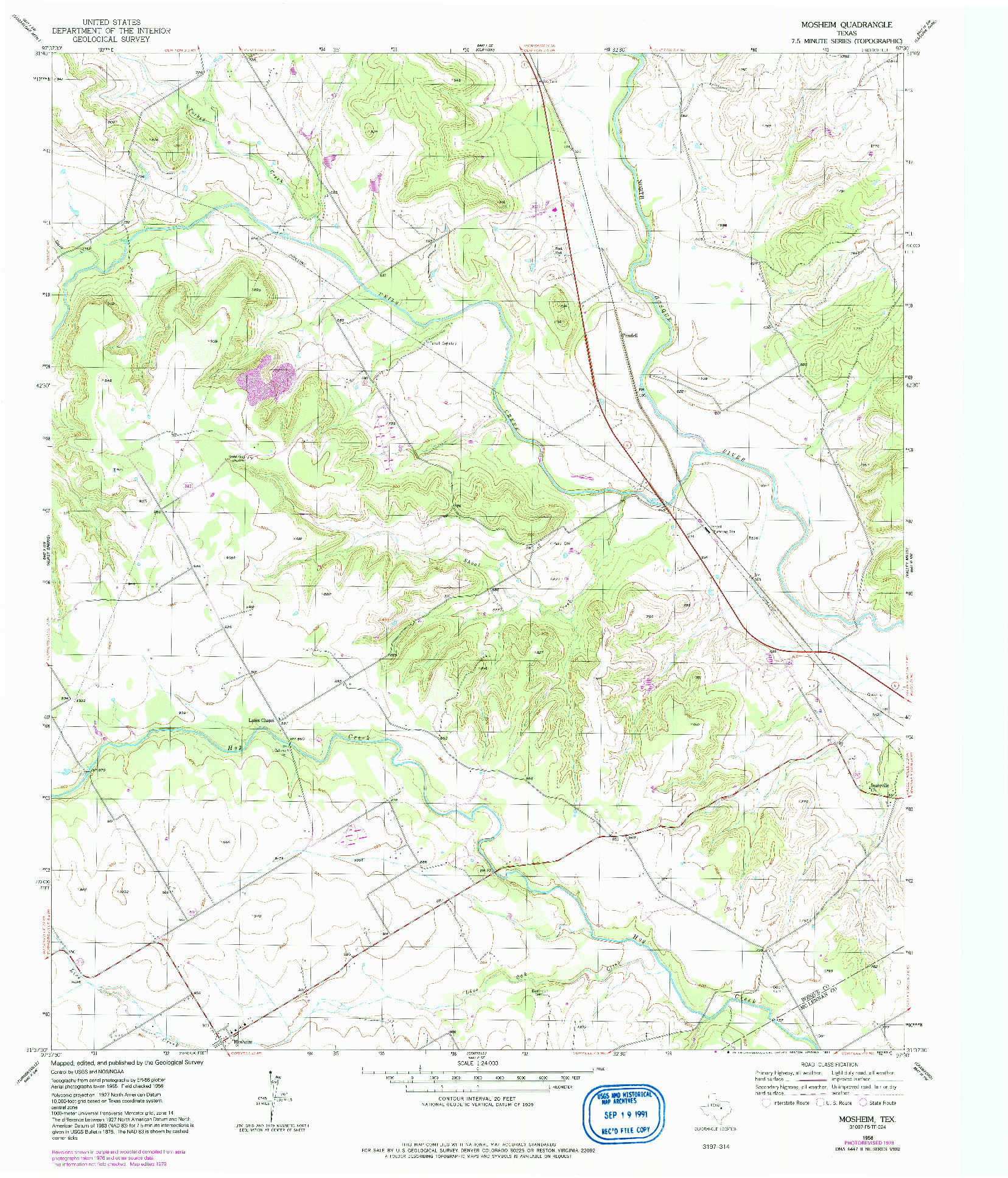 USGS 1:24000-SCALE QUADRANGLE FOR MOSHEIM, TX 1956