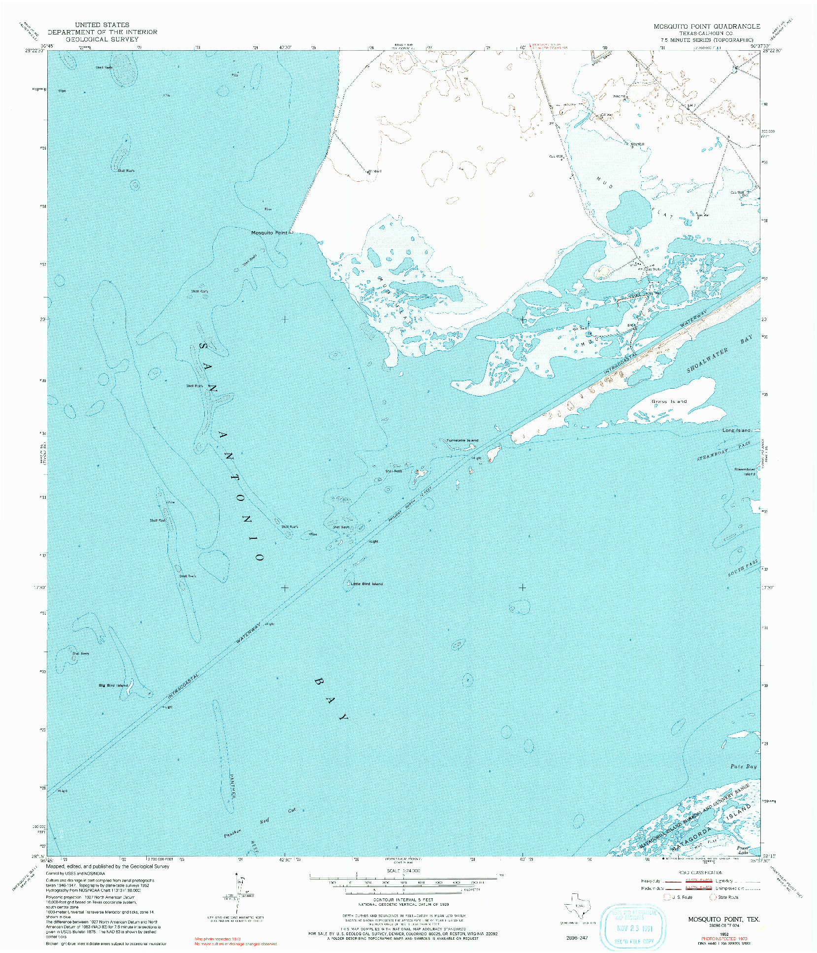 USGS 1:24000-SCALE QUADRANGLE FOR MOSQUITO POINT, TX 1952
