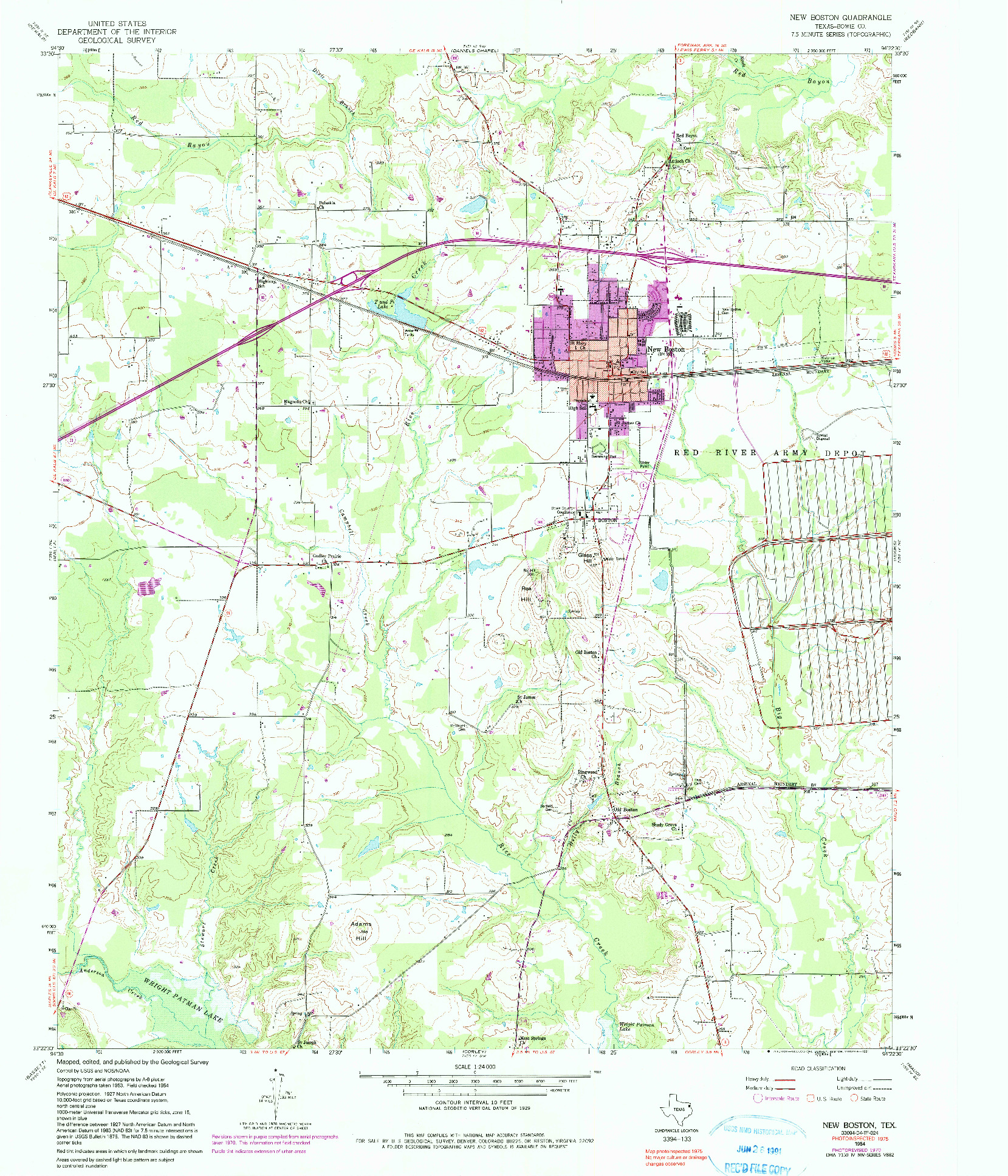 USGS 1:24000-SCALE QUADRANGLE FOR NEW BOSTON, TX 1954