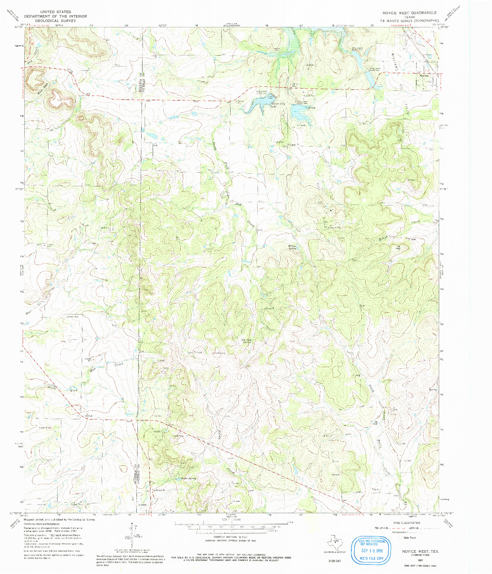 USGS 1:24000-SCALE QUADRANGLE FOR NOVICE WEST, TX 1967