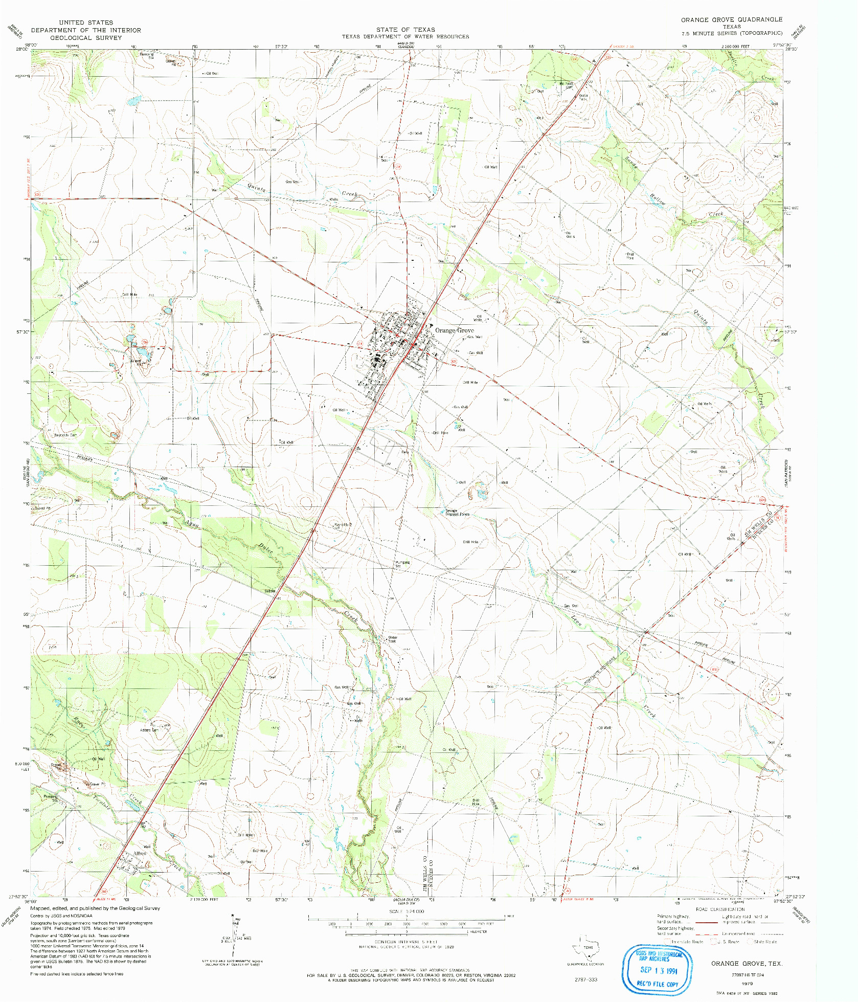 USGS 1:24000-SCALE QUADRANGLE FOR ORANGE GROVE, TX 1979