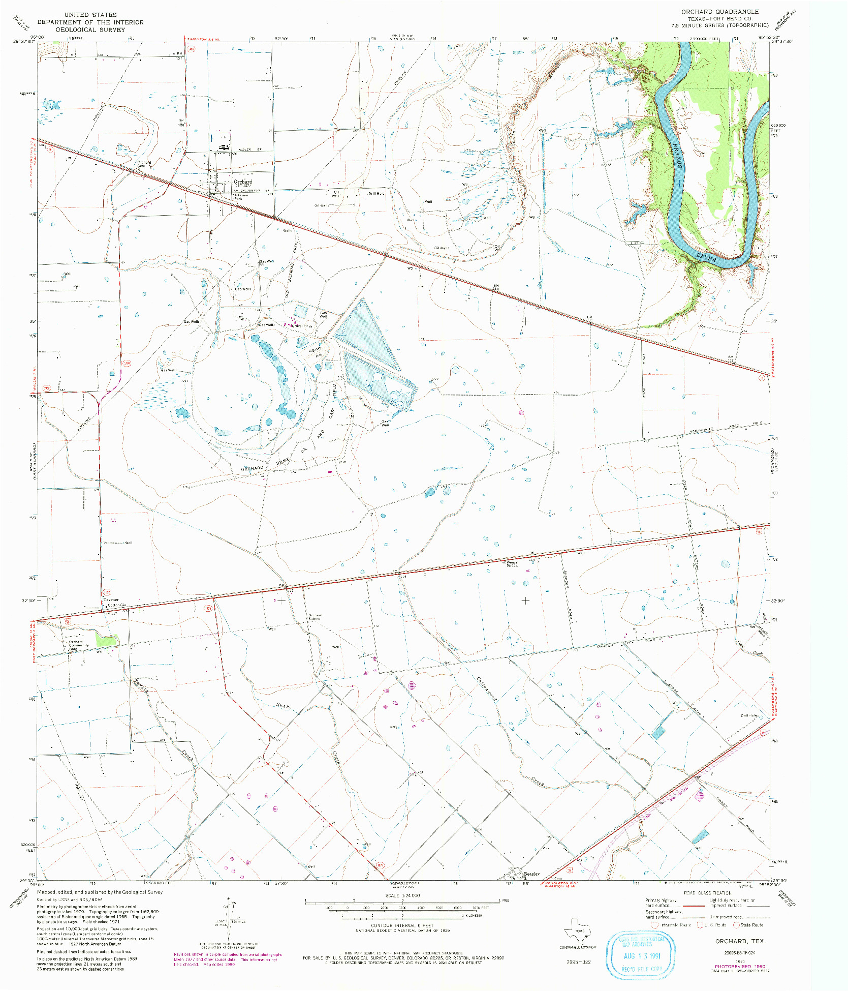 USGS 1:24000-SCALE QUADRANGLE FOR ORCHARD, TX 1971