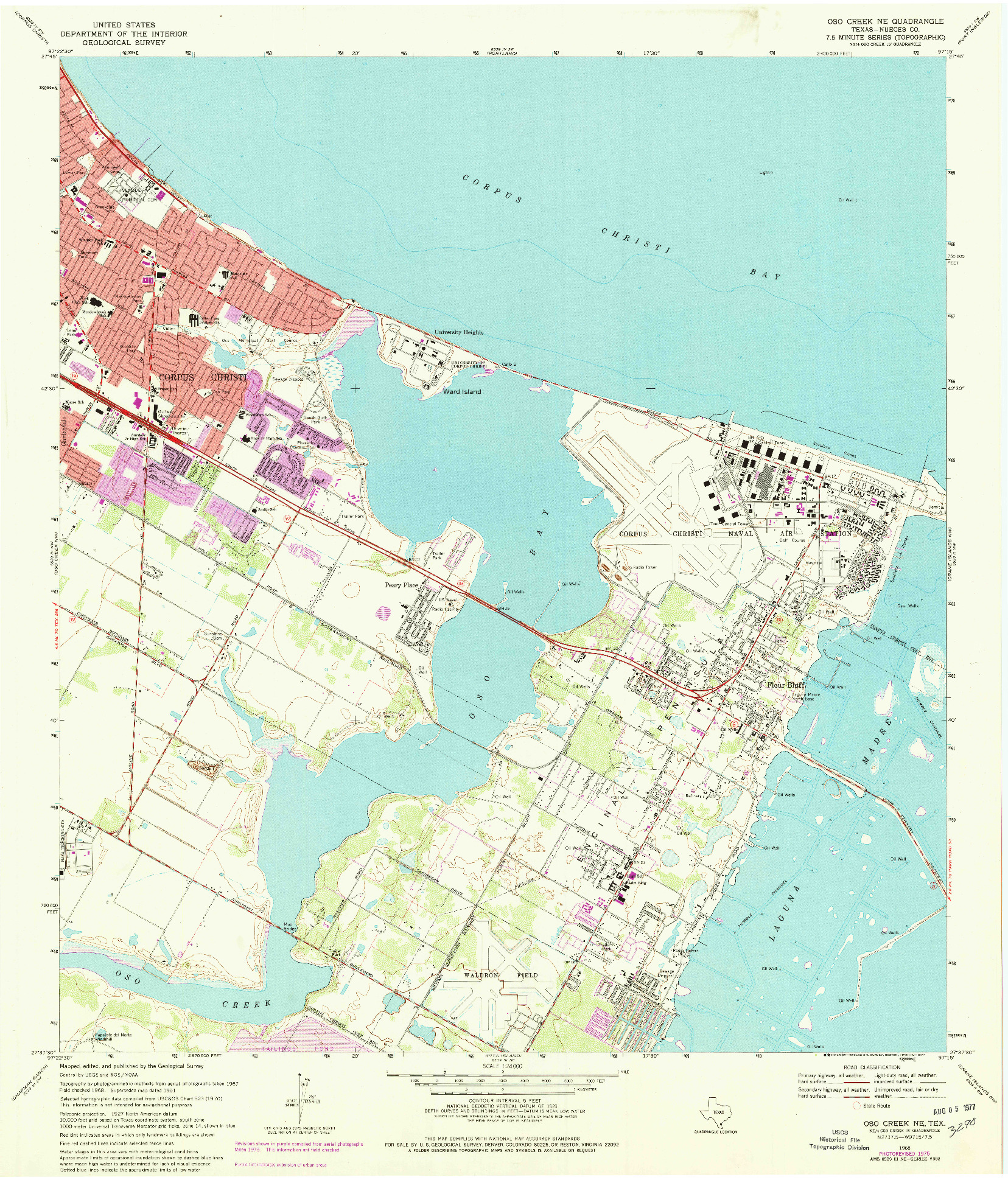 USGS 1:24000-SCALE QUADRANGLE FOR OSO CREEK NE, TX 1968