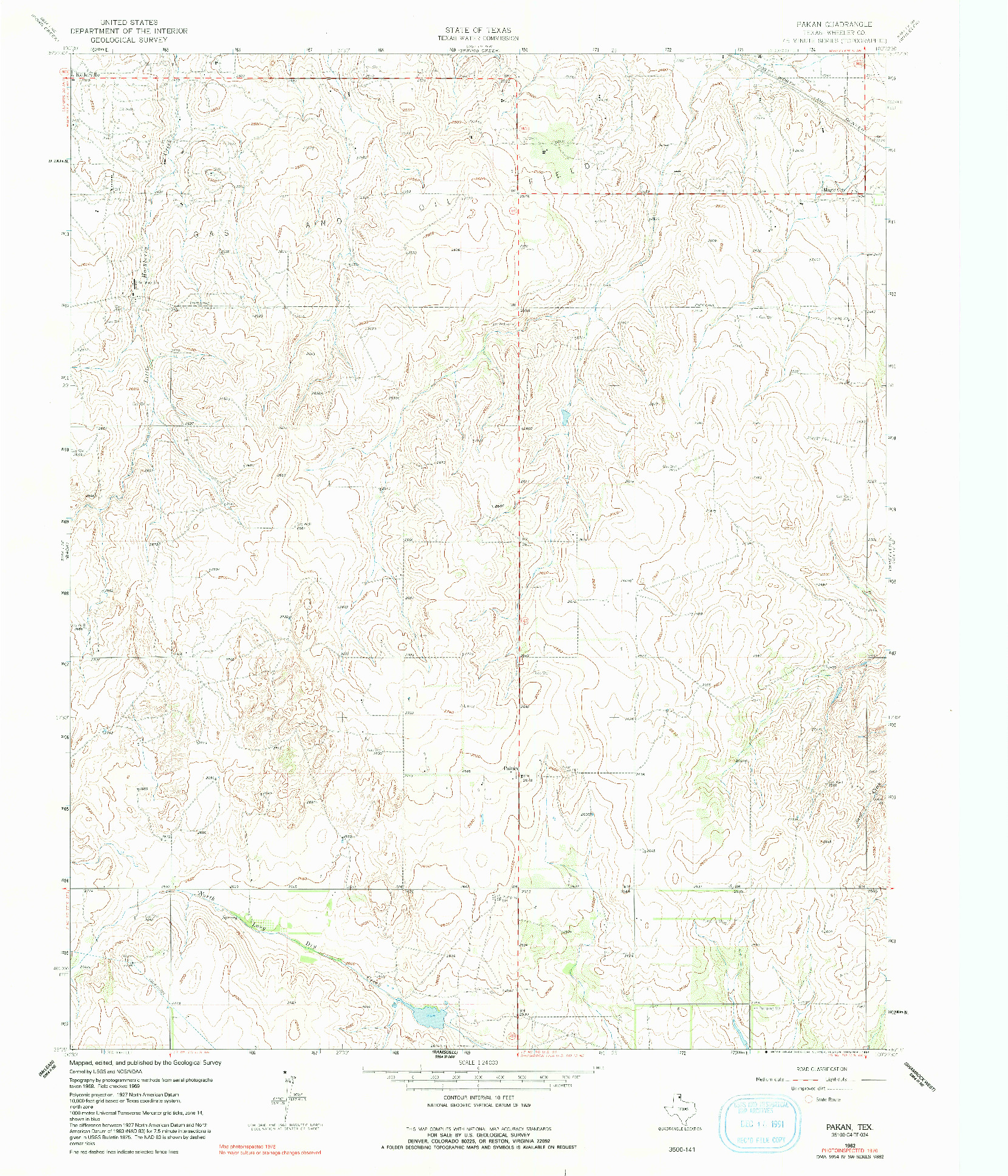 USGS 1:24000-SCALE QUADRANGLE FOR PAKAN, TX 1962