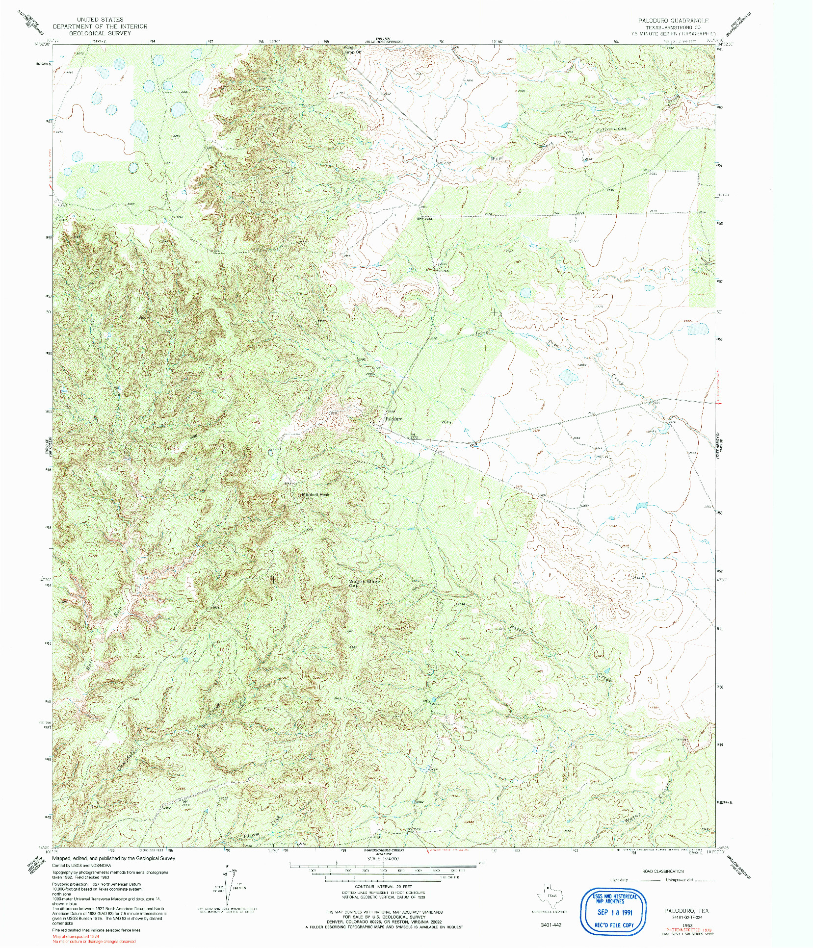 USGS 1:24000-SCALE QUADRANGLE FOR PALODURO, TX 1963