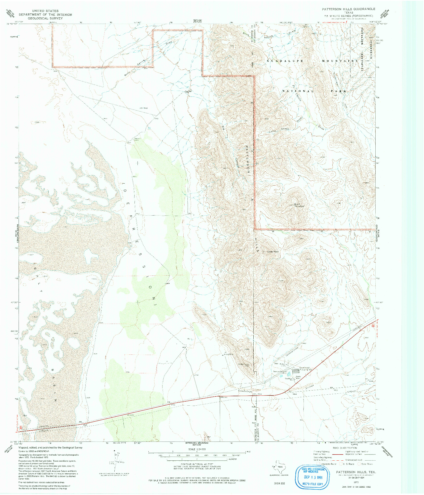 USGS 1:24000-SCALE QUADRANGLE FOR PATTERSON HILLS, TX 1973
