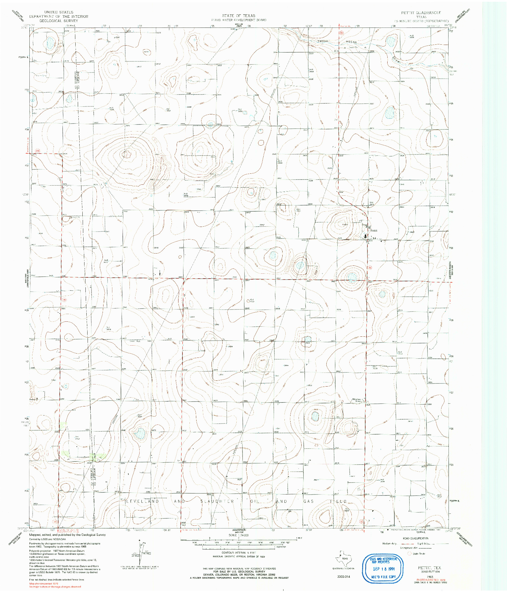 USGS 1:24000-SCALE QUADRANGLE FOR PETTIT, TX 1965