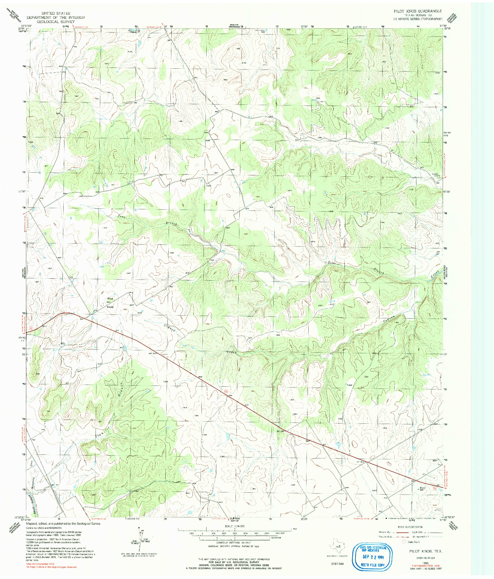 USGS 1:24000-SCALE QUADRANGLE FOR PILOT KNOB, TX 1955