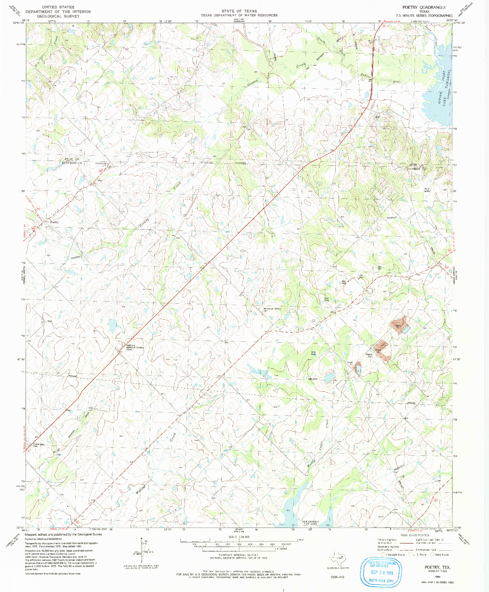 USGS 1:24000-SCALE QUADRANGLE FOR POETRY, TX 1980