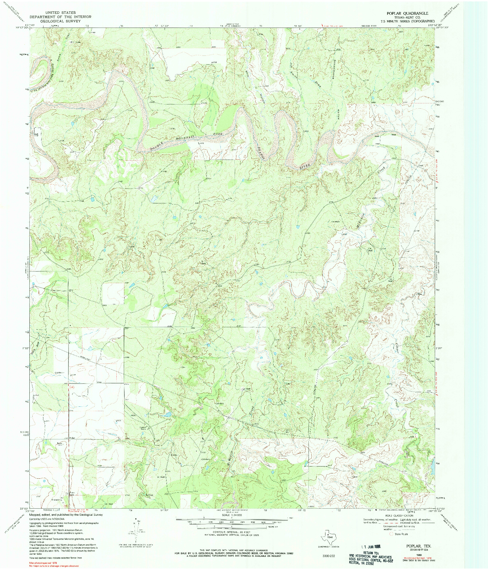 USGS 1:24000-SCALE QUADRANGLE FOR POPLAR, TX 1969