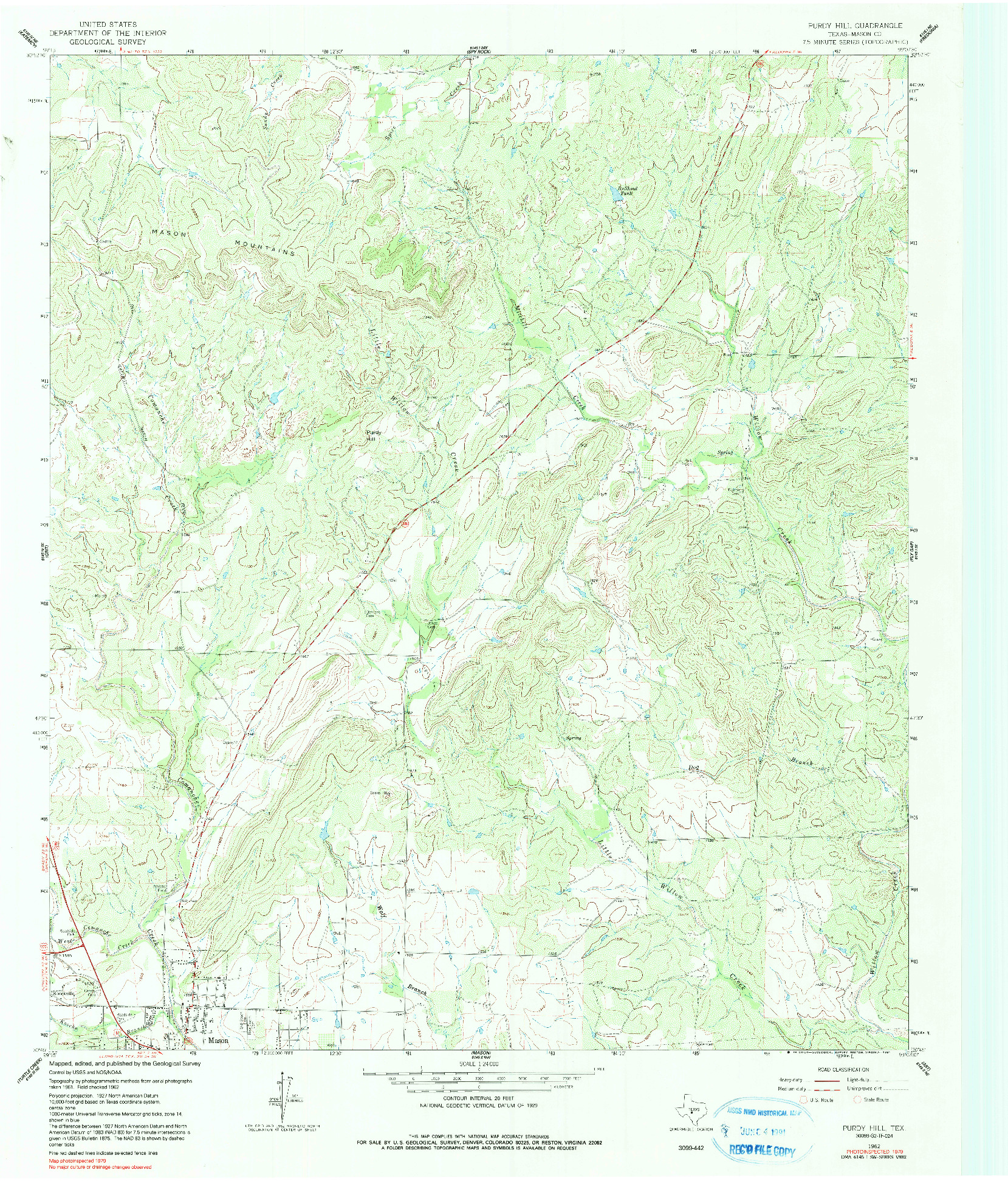 USGS 1:24000-SCALE QUADRANGLE FOR PURDY HILL, TX 1962