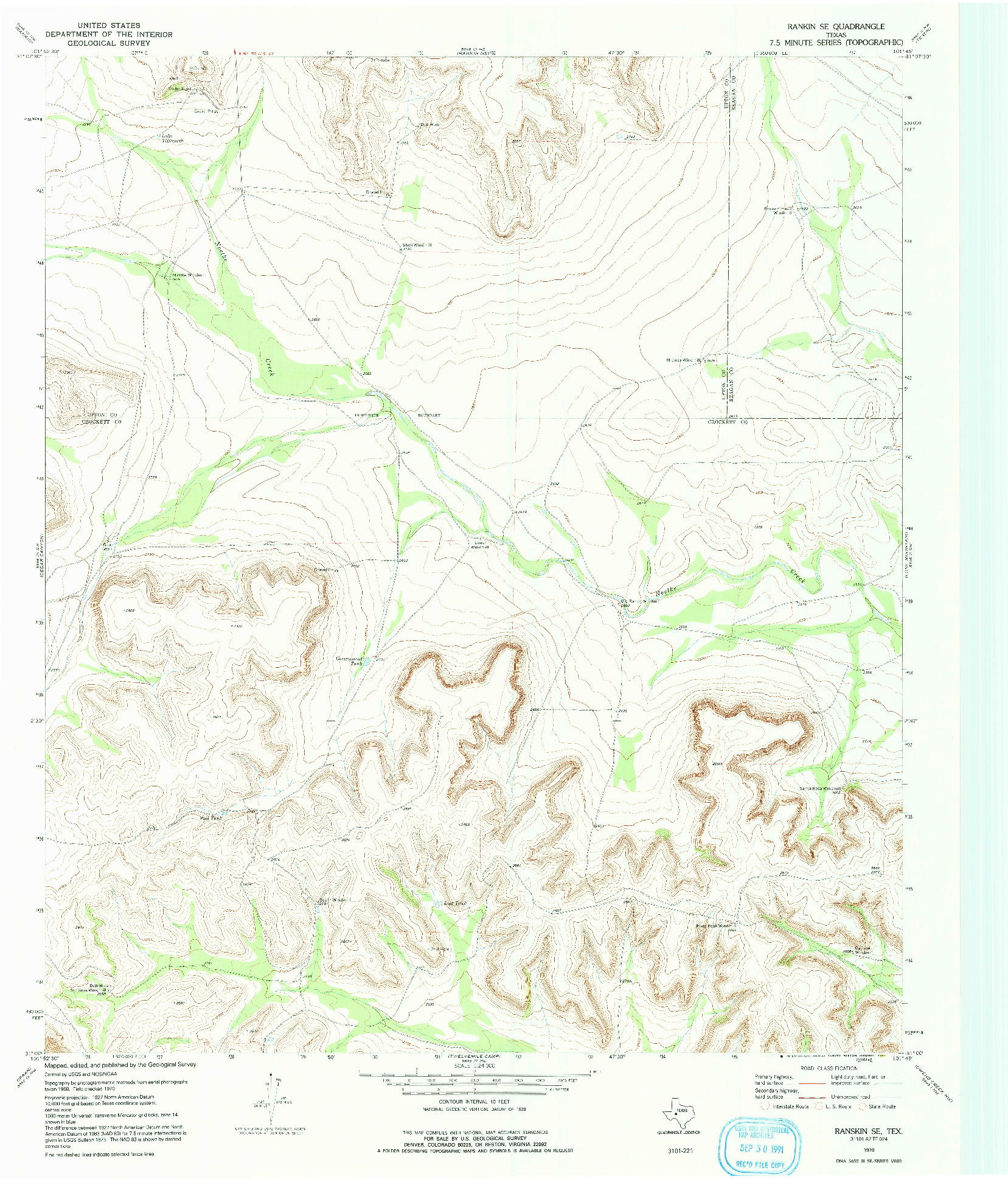 USGS 1:24000-SCALE QUADRANGLE FOR RANSKIN SE, TX 1970