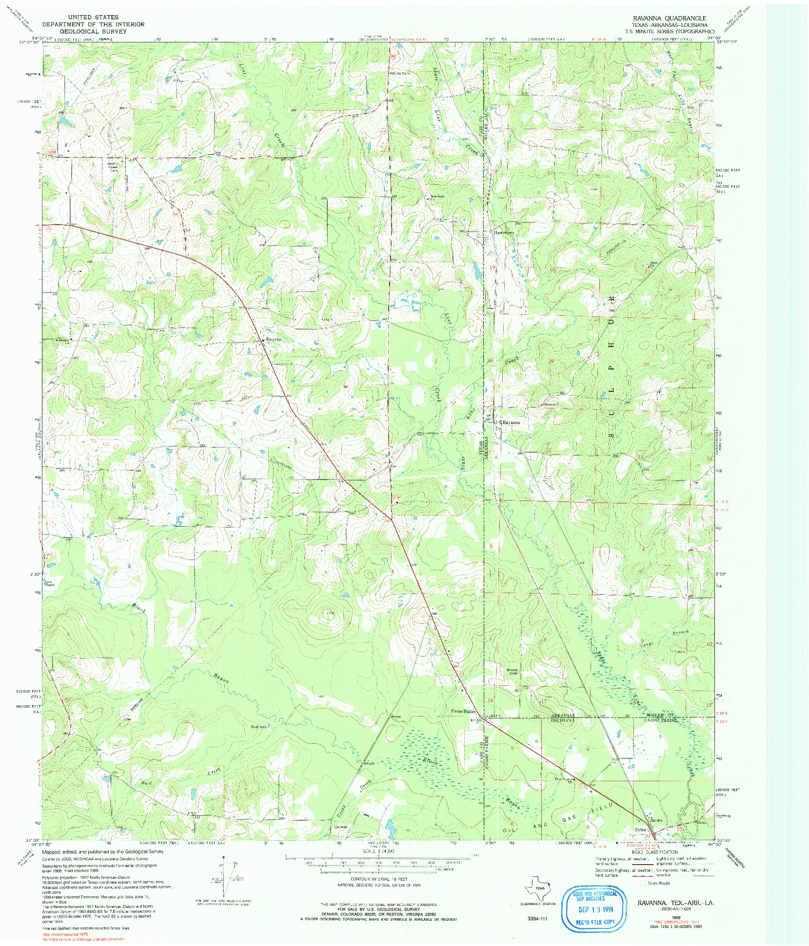 USGS 1:24000-SCALE QUADRANGLE FOR RAVANNA, TX 1969