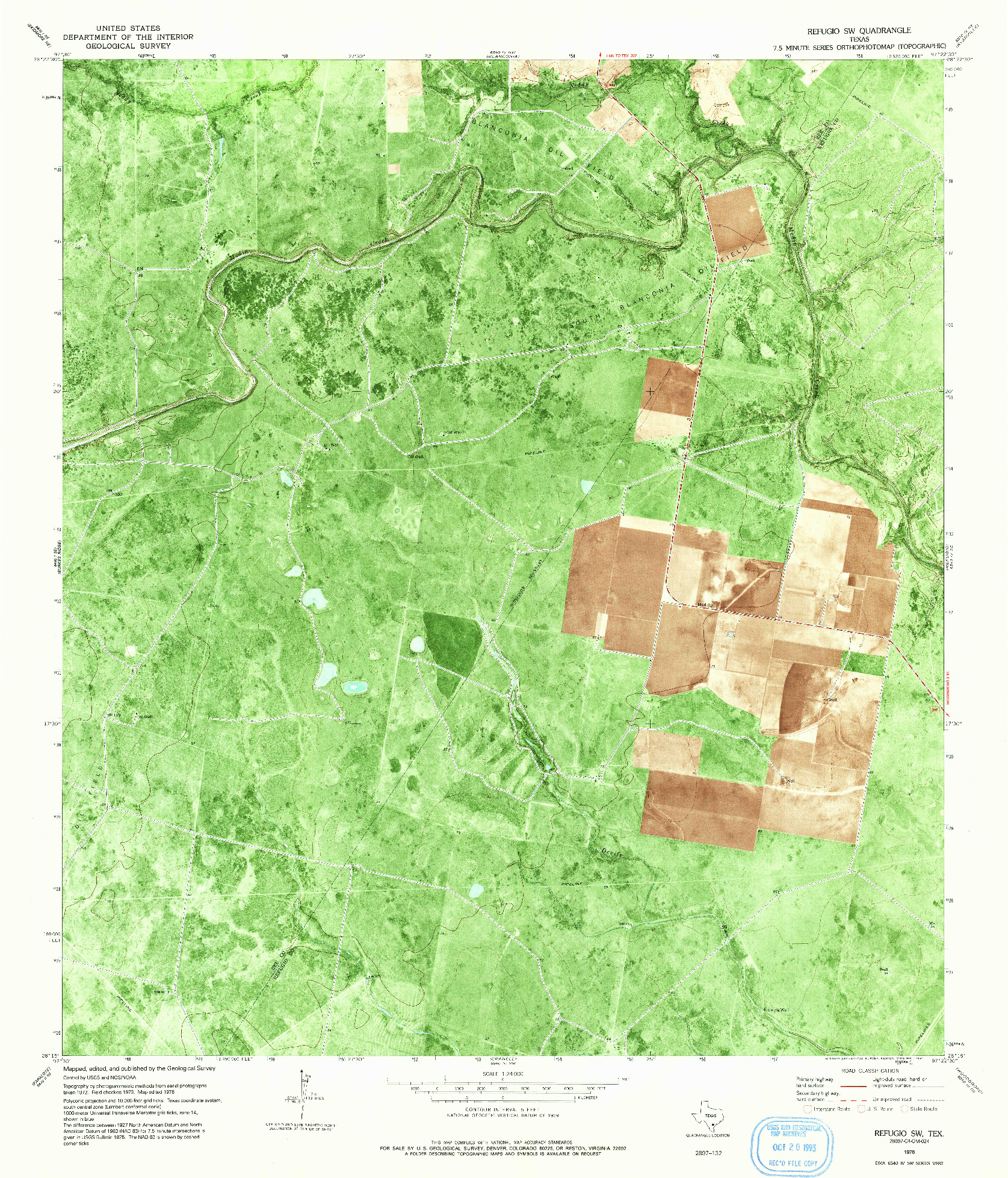 USGS 1:24000-SCALE QUADRANGLE FOR REFUGIO SW, TX 1978