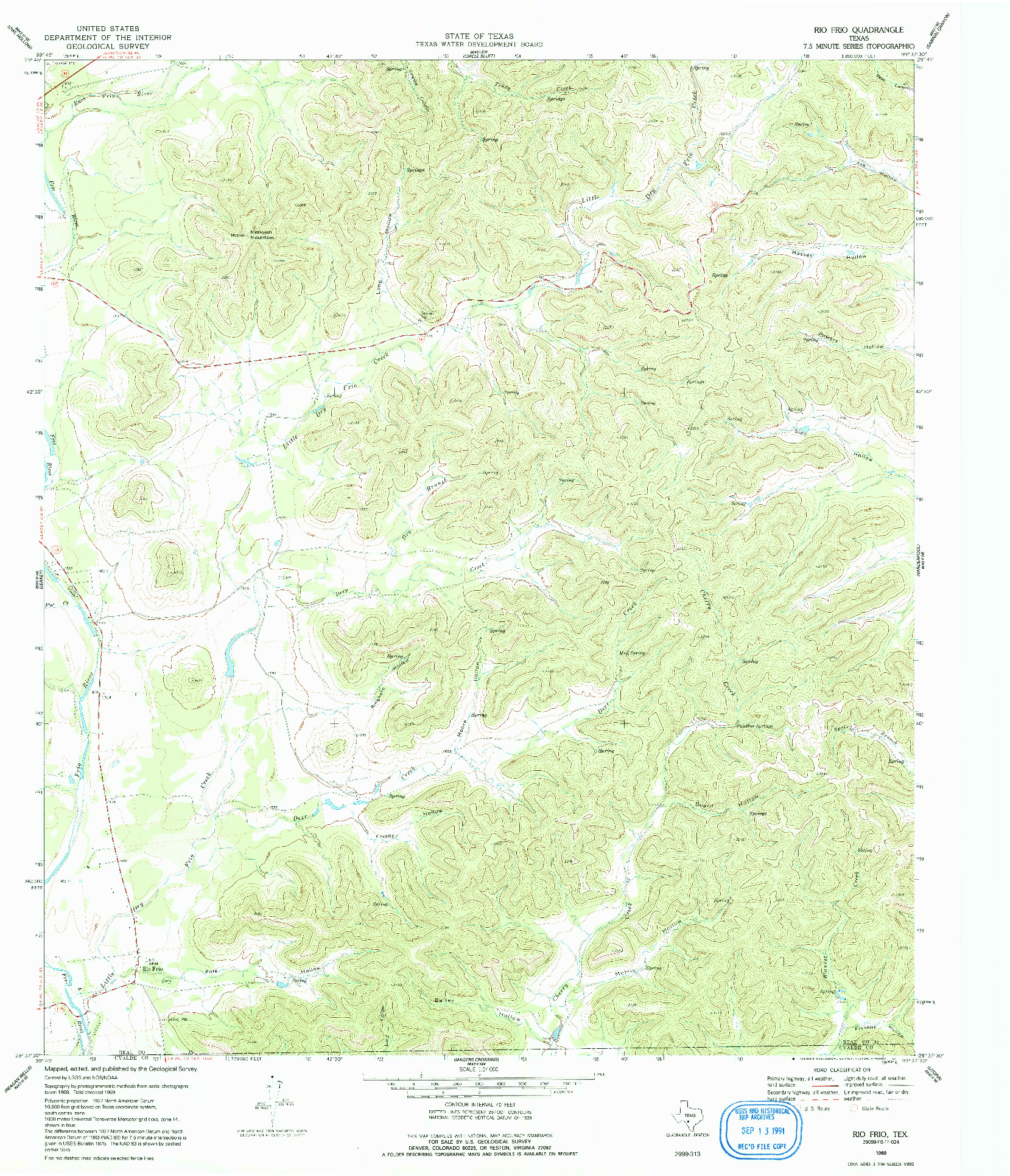 USGS 1:24000-SCALE QUADRANGLE FOR RIO FRIO, TX 1969