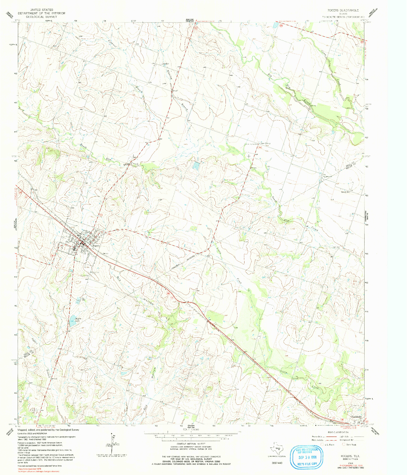 USGS 1:24000-SCALE QUADRANGLE FOR ROGERS, TX 1964