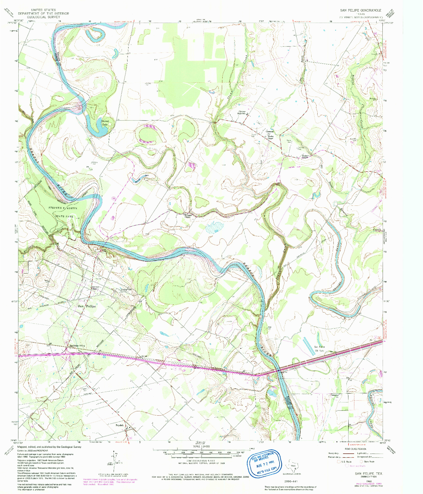 USGS 1:24000-SCALE QUADRANGLE FOR SAN FELIPE, TX 1960