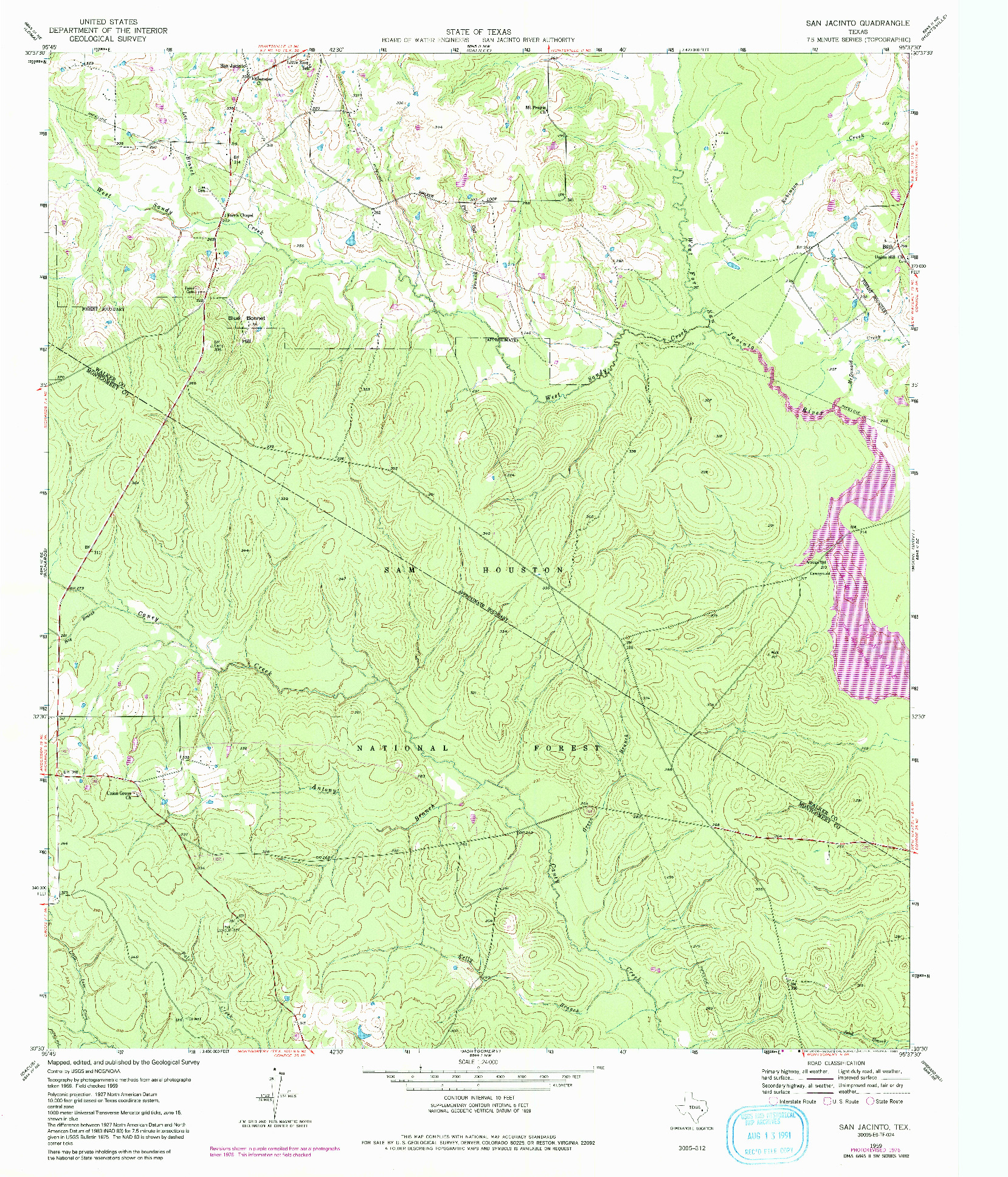 USGS 1:24000-SCALE QUADRANGLE FOR SAN JACINTO, TX 1959