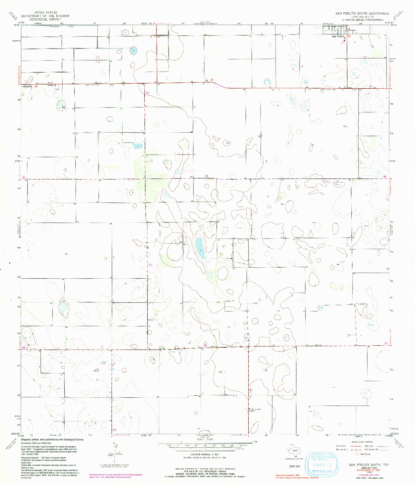 USGS 1:24000-SCALE QUADRANGLE FOR SAN PERLITA SOUTH, TX 1956