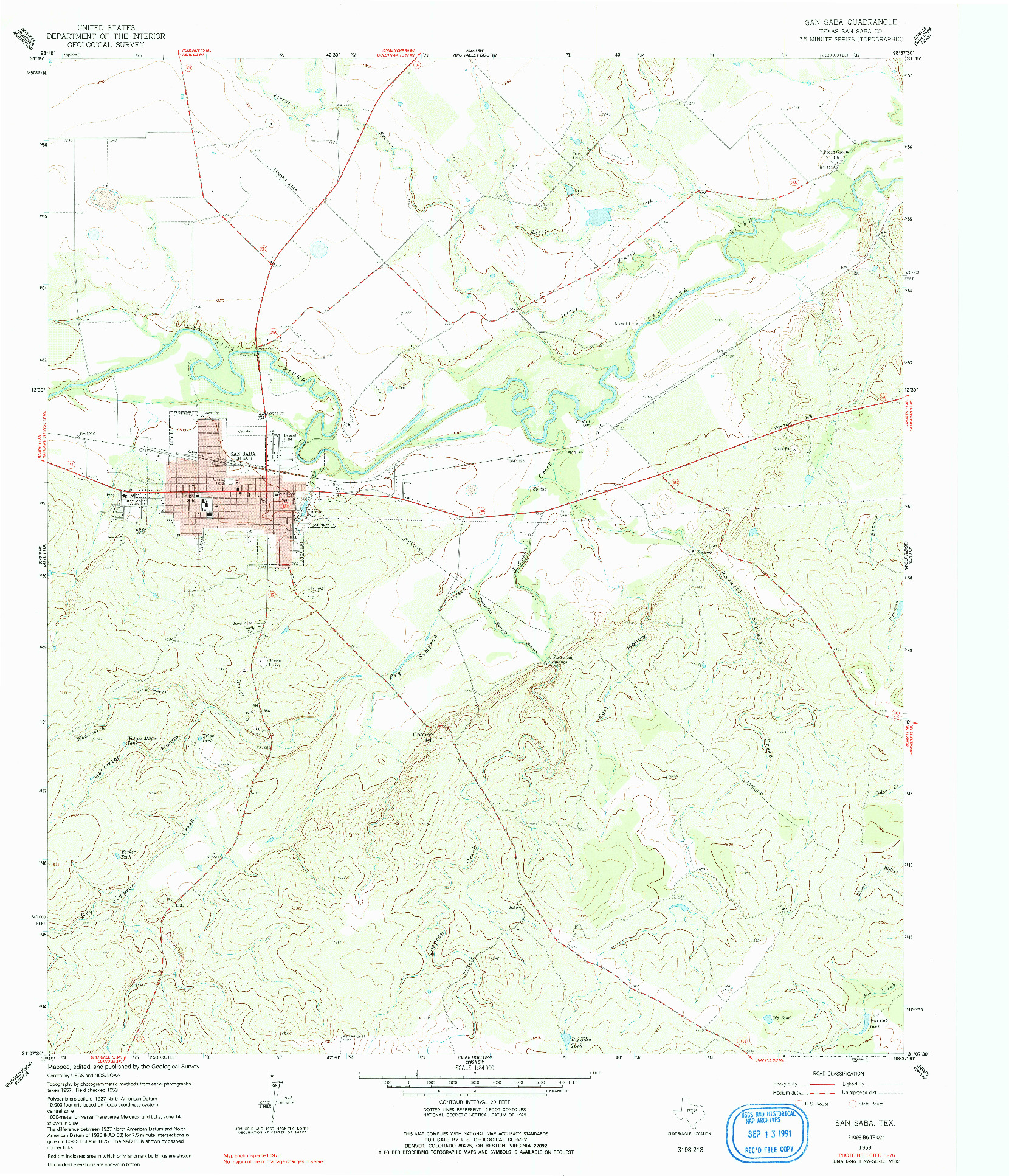 USGS 1:24000-SCALE QUADRANGLE FOR SAN SABA, TX 1959