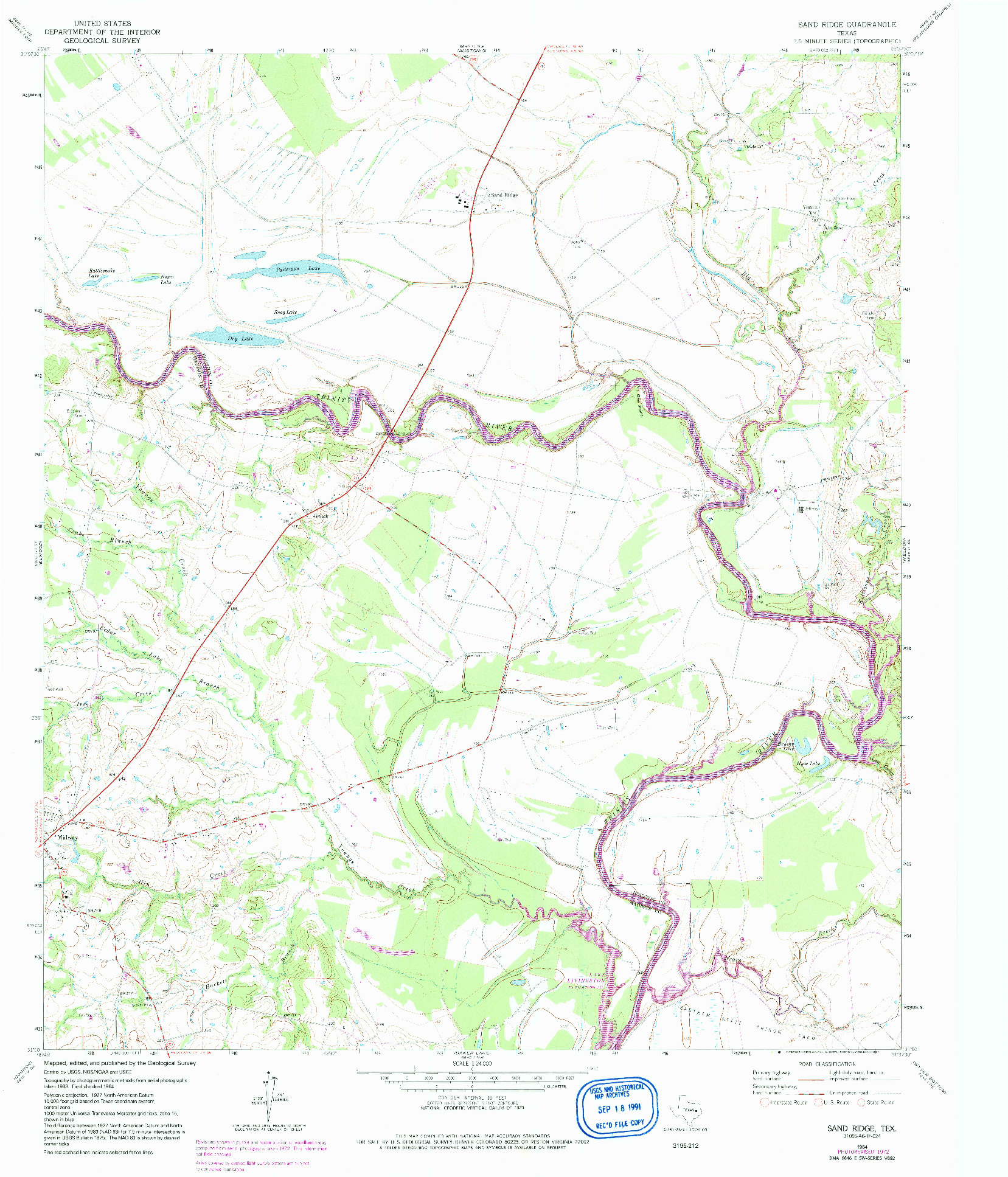 USGS 1:24000-SCALE QUADRANGLE FOR SAND RIDGE, TX 1964