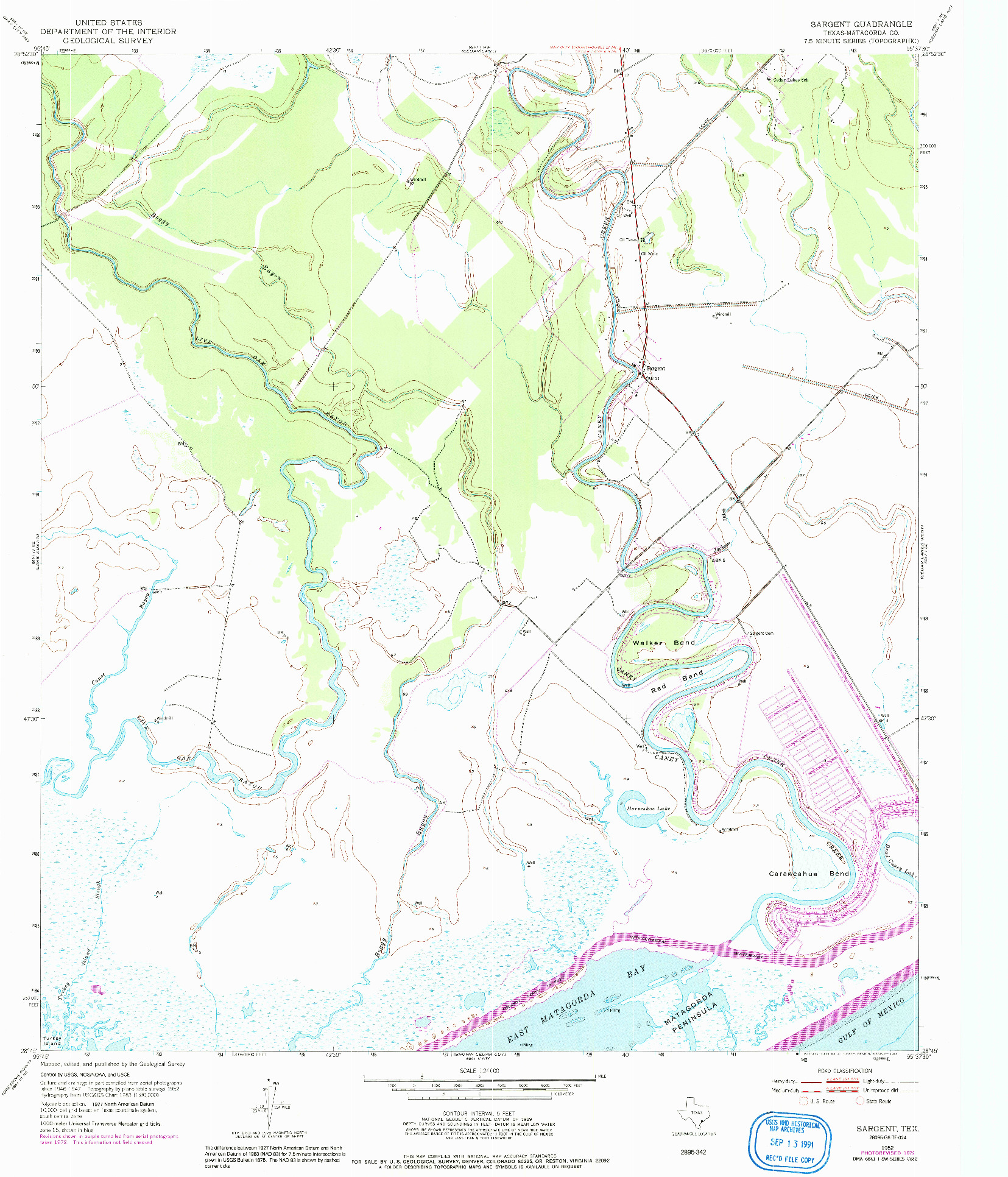 USGS 1:24000-SCALE QUADRANGLE FOR SARGENT, TX 1952