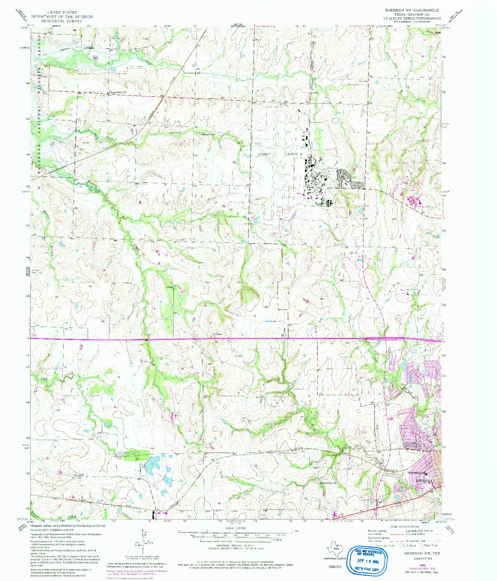 USGS 1:24000-SCALE QUADRANGLE FOR SHERMAN NW, TX 1958