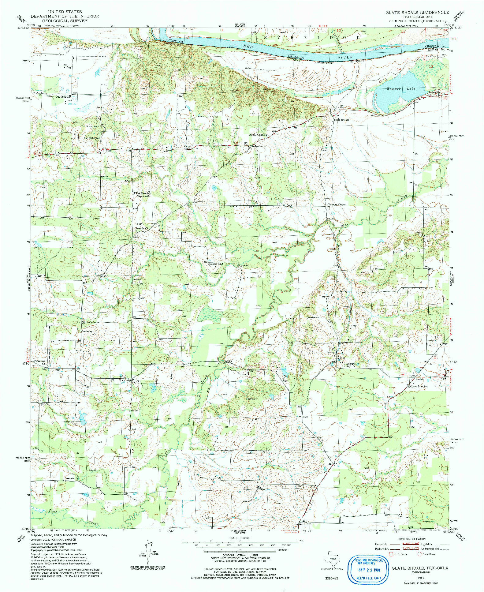 USGS 1:24000-SCALE QUADRANGLE FOR SLATE SHOALS, TX 1951