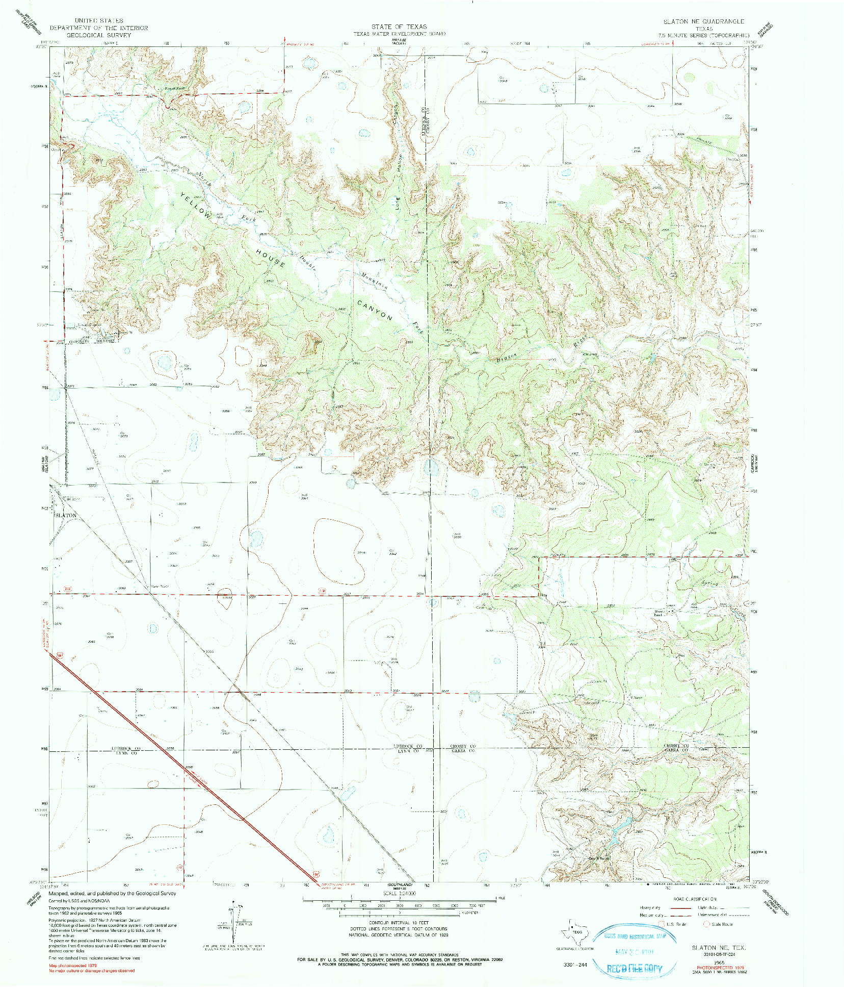 USGS 1:24000-SCALE QUADRANGLE FOR SLATON NE, TX 1965