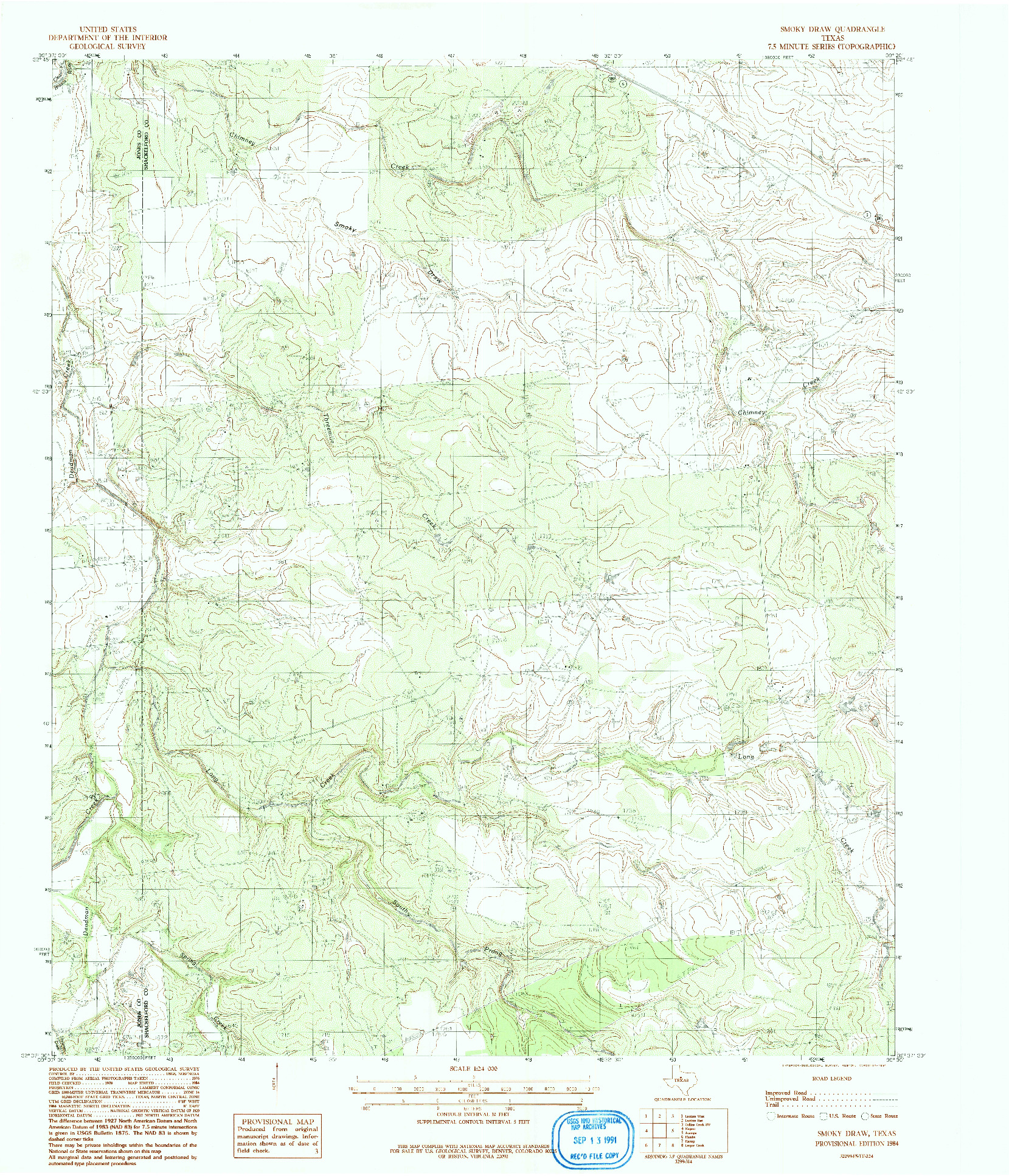 USGS 1:24000-SCALE QUADRANGLE FOR SMOKY DRAW, TX 1984