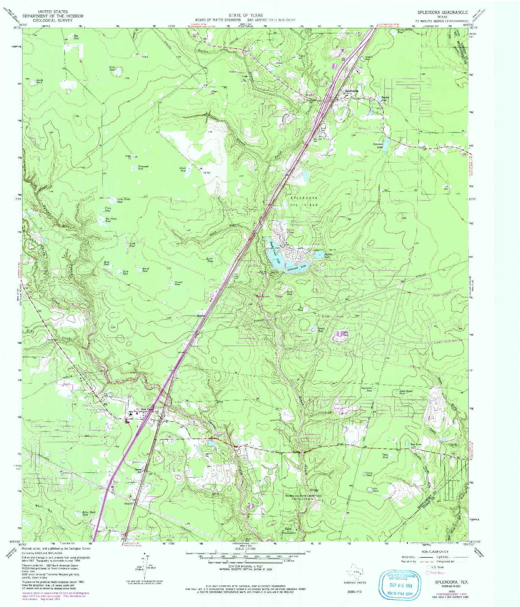 USGS 1:24000-SCALE QUADRANGLE FOR SPLENDORA, TX 1959