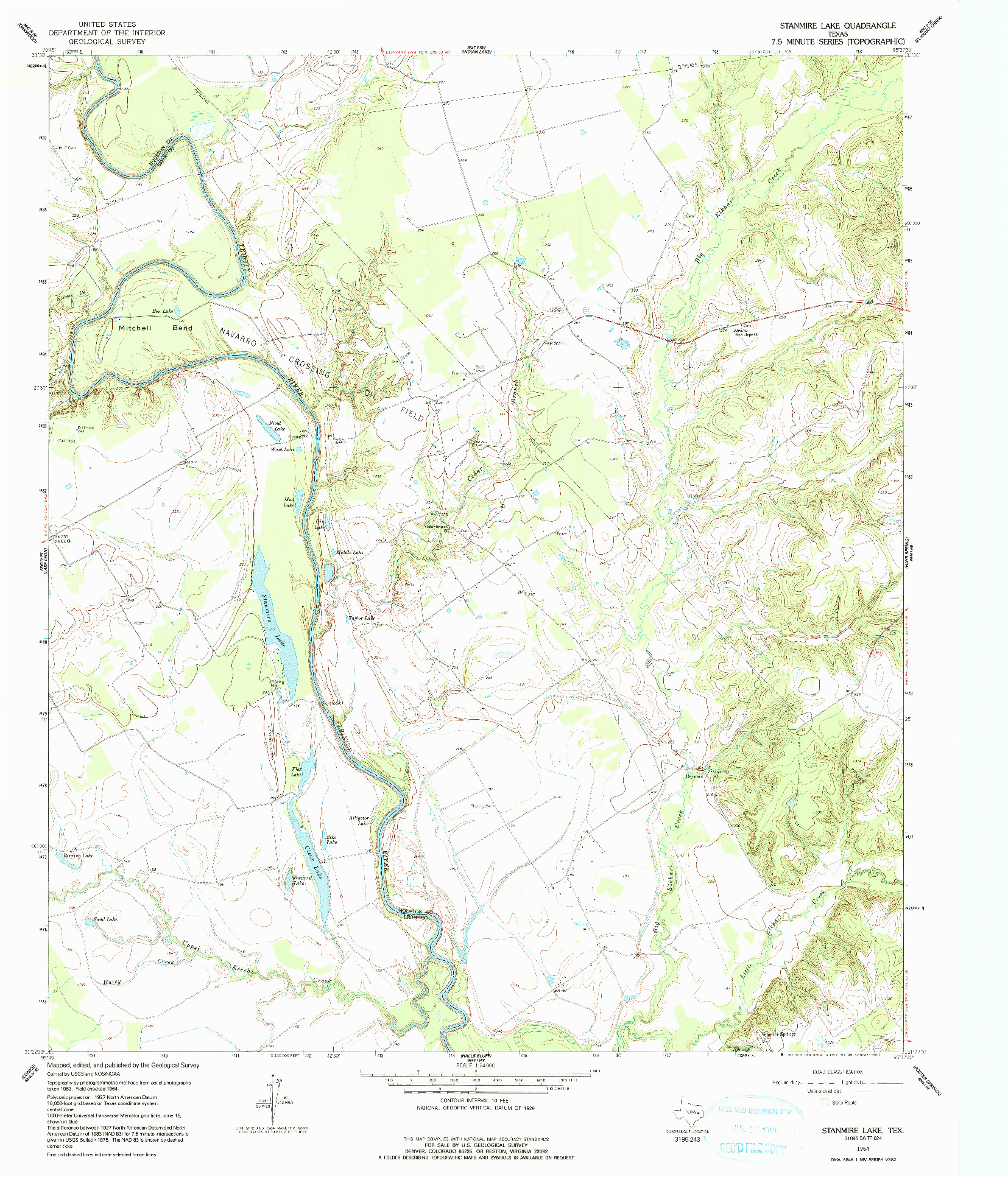 USGS 1:24000-SCALE QUADRANGLE FOR STANMIRE LAKE, TX 1964