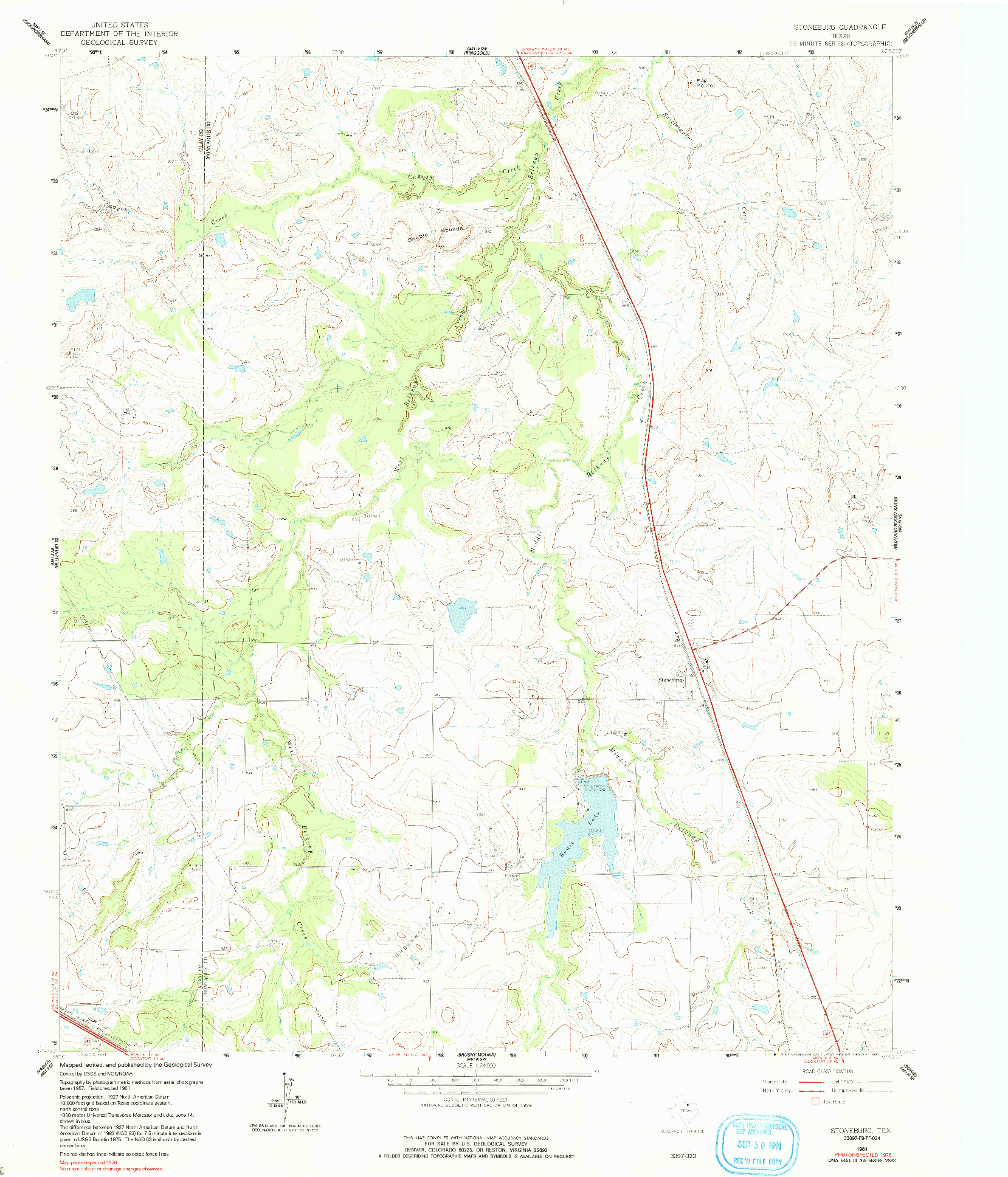 USGS 1:24000-SCALE QUADRANGLE FOR STONEBURG, TX 1961