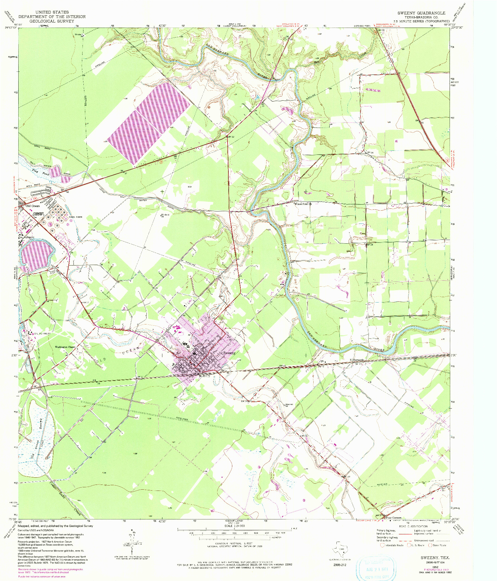 USGS 1:24000-SCALE QUADRANGLE FOR SWEENY, TX 1952