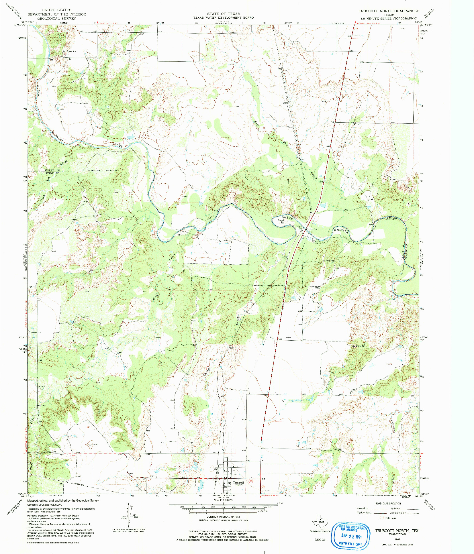 USGS 1:24000-SCALE QUADRANGLE FOR TRUSCOTT NORTH, TX 1966