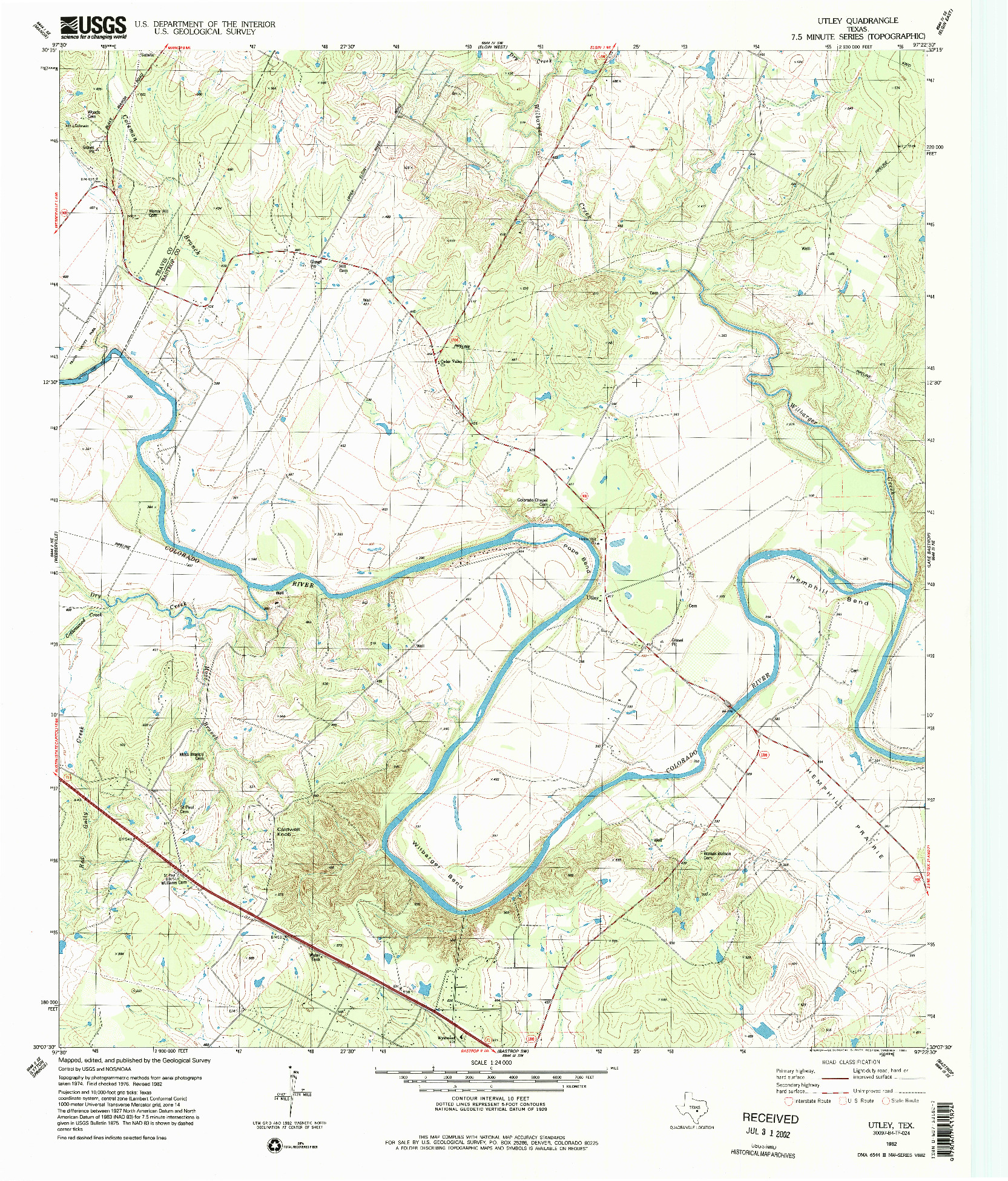 USGS 1:24000-SCALE QUADRANGLE FOR UTLEY, TX 1982