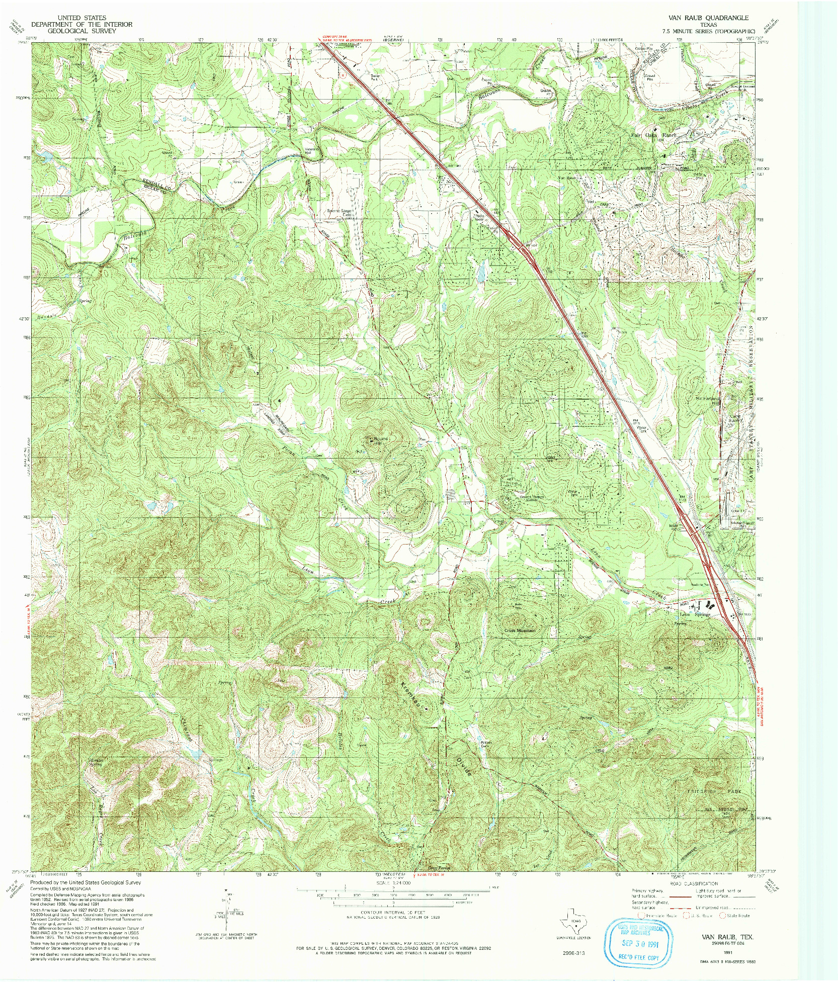 USGS 1:24000-SCALE QUADRANGLE FOR VAN RAUB, TX 1991