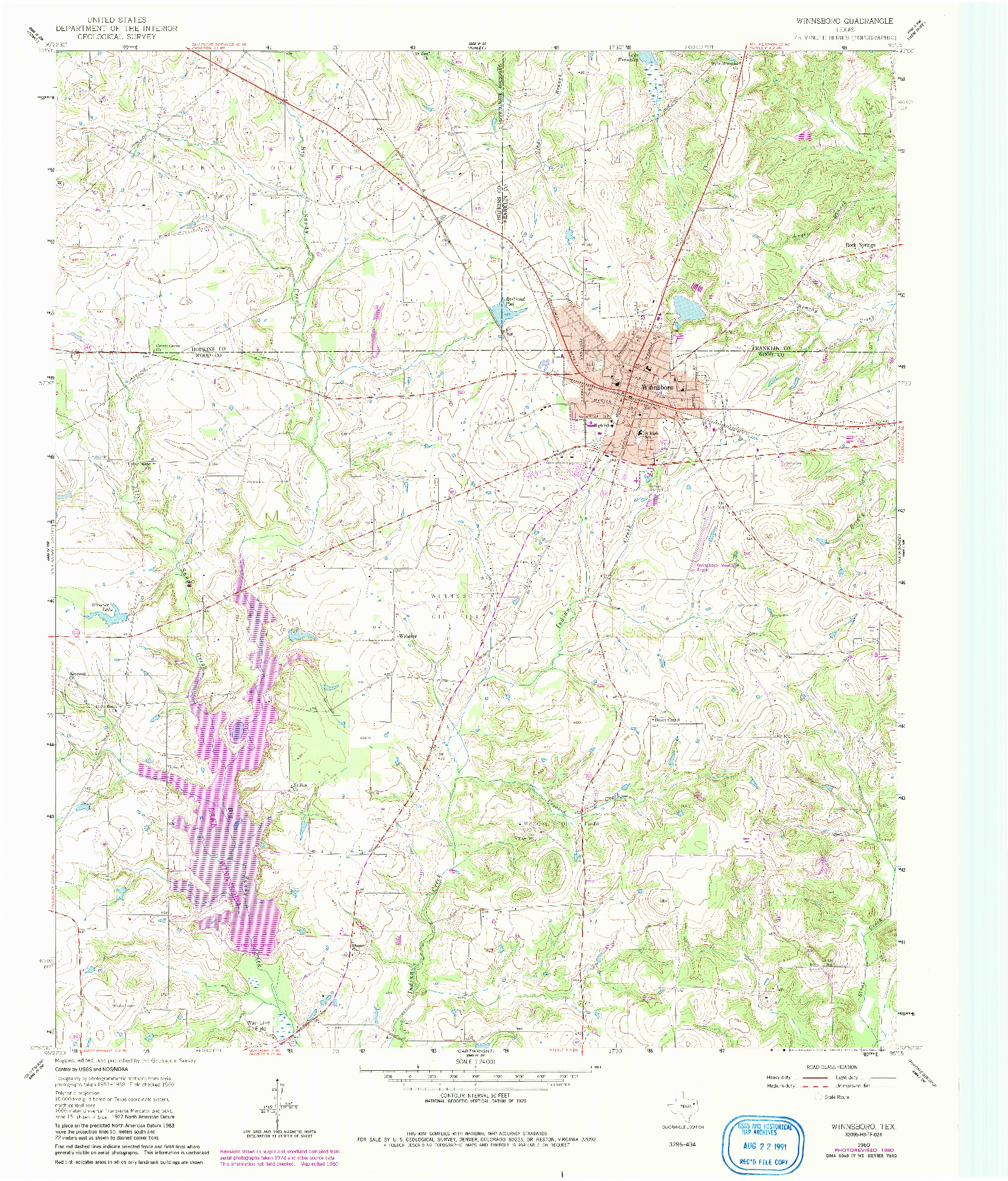 USGS 1:24000-SCALE QUADRANGLE FOR WINNSBORO, TX 1960