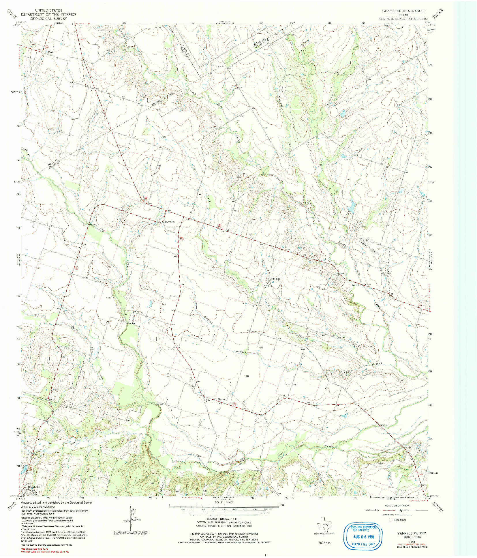 USGS 1:24000-SCALE QUADRANGLE FOR YARRELTON, TX 1963