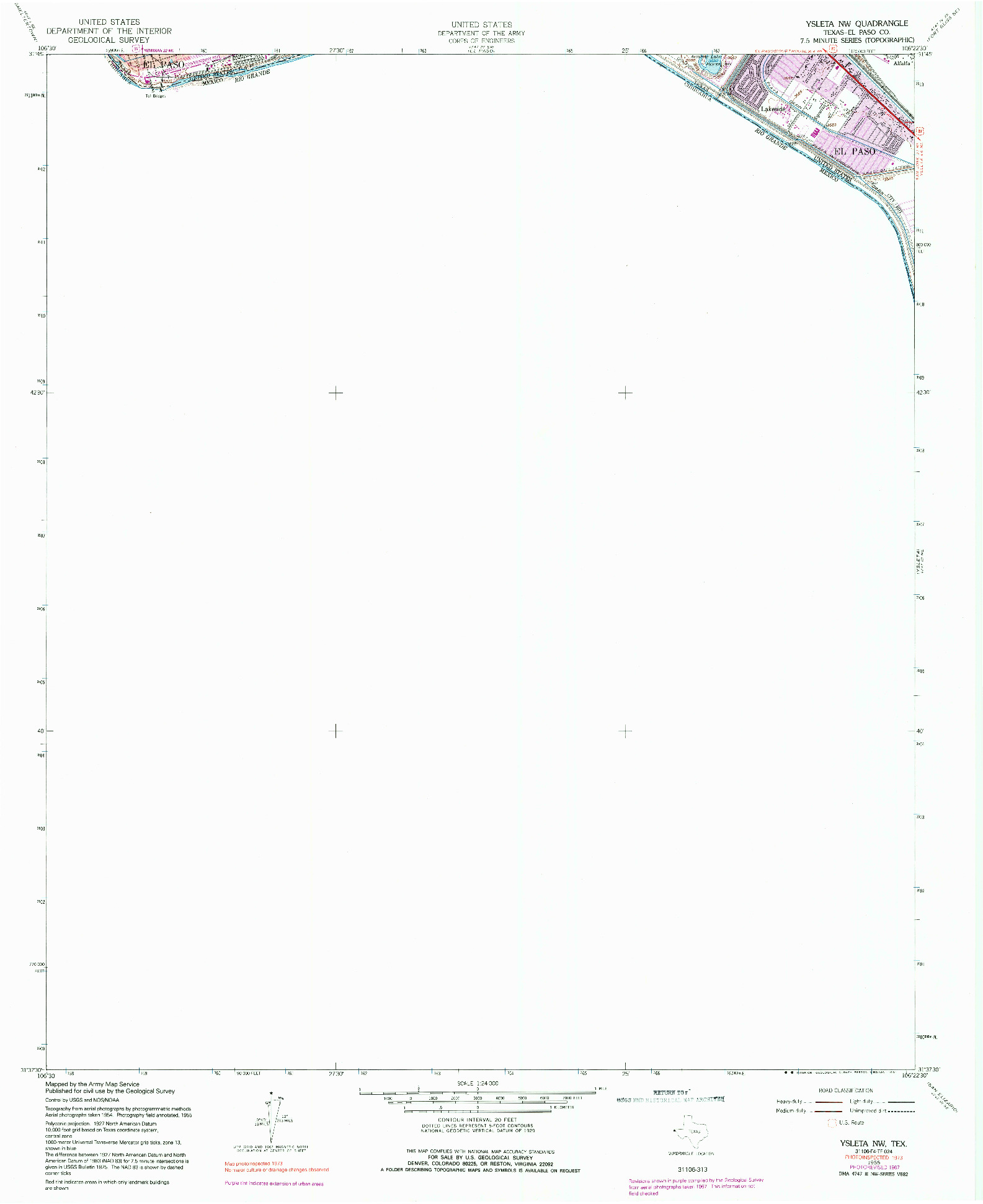 USGS 1:24000-SCALE QUADRANGLE FOR YSLETA NW, TX 1955