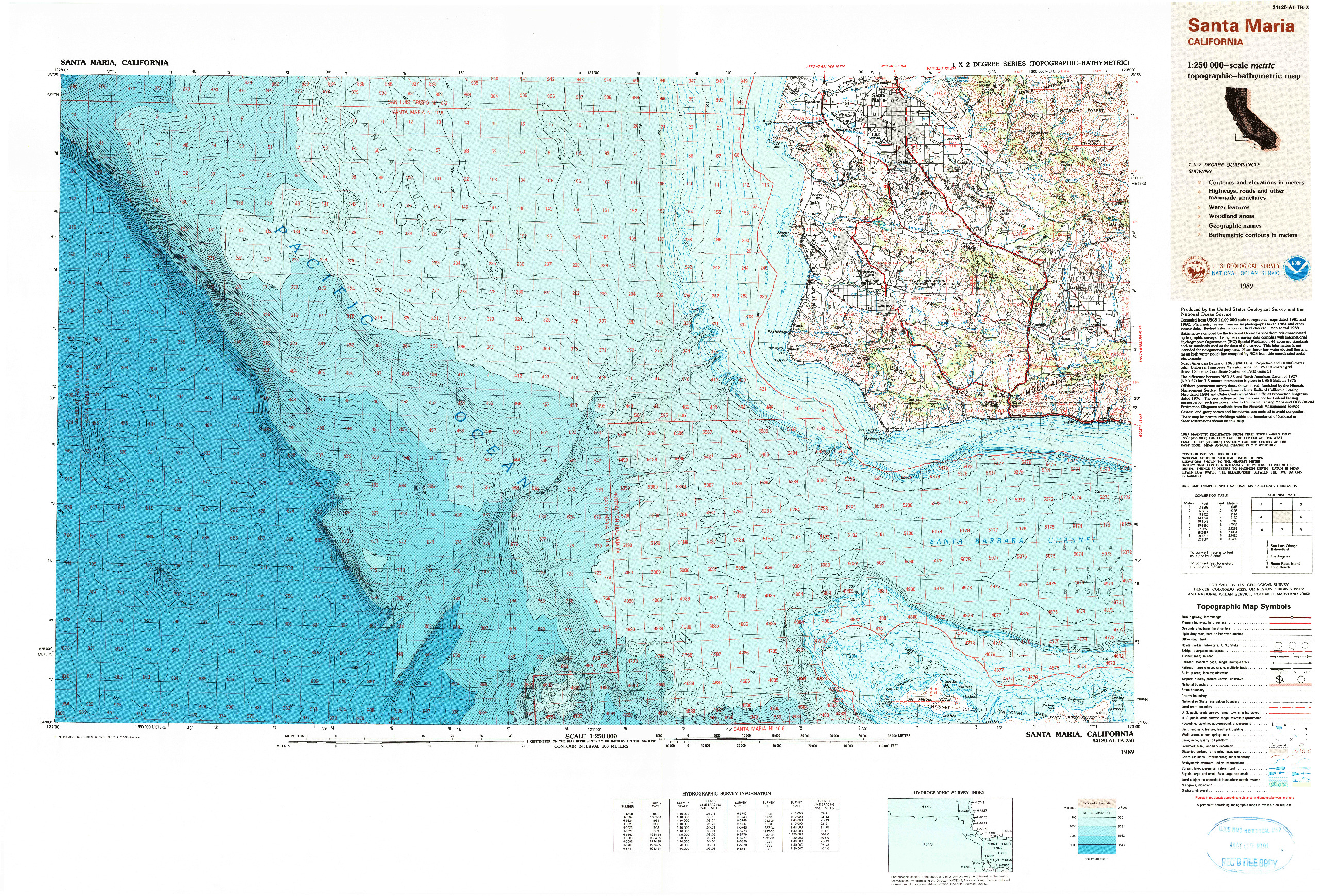 USGS 1:250000-SCALE QUADRANGLE FOR SANTA MARIA, CA 1989