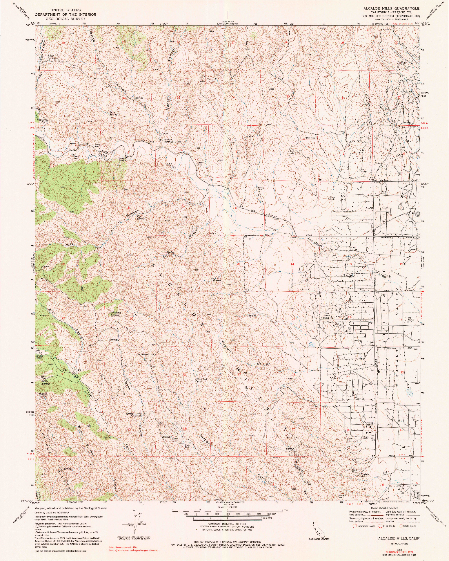 USGS 1:24000-SCALE QUADRANGLE FOR ALCALDE HILLS, CA 1969