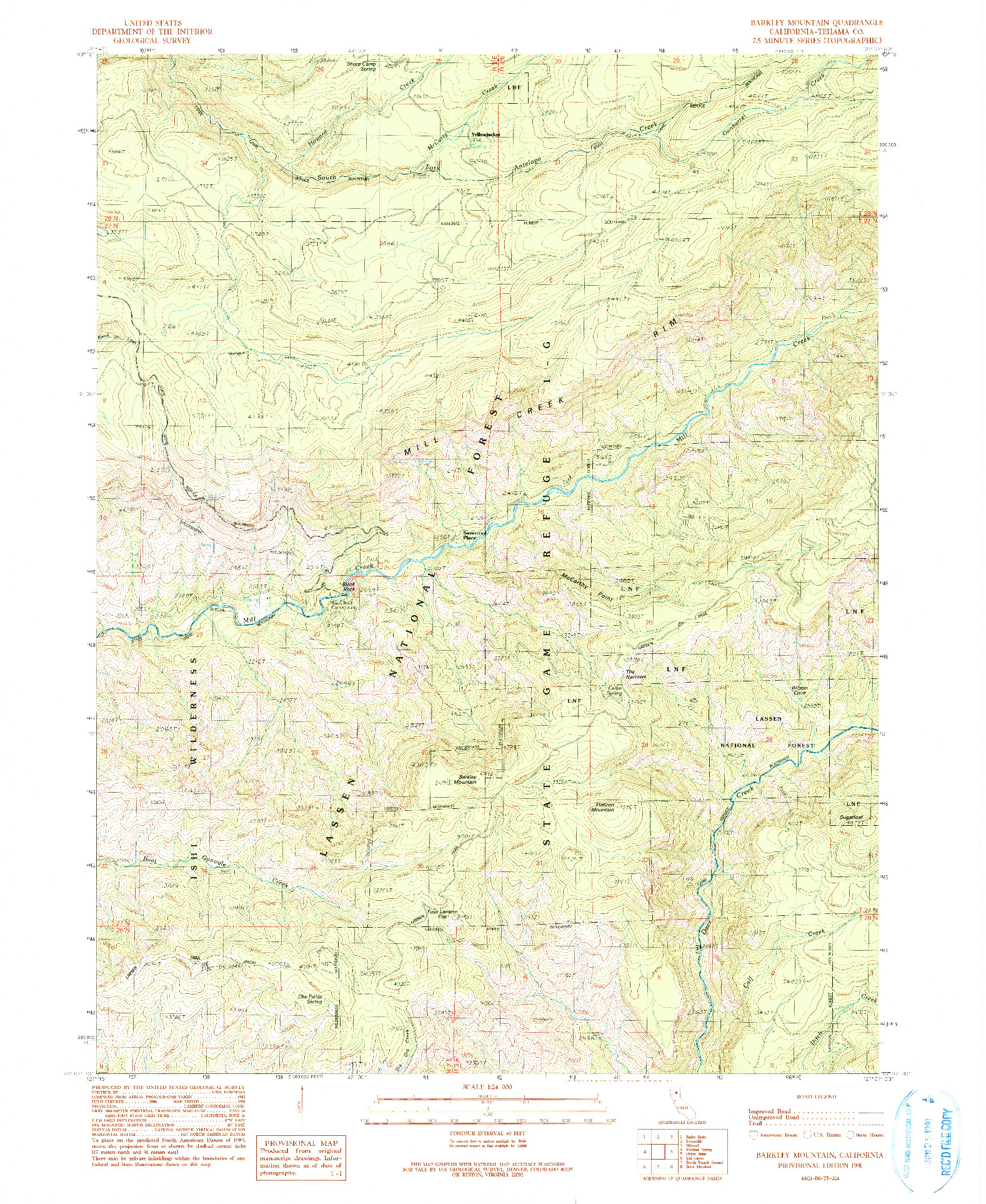 USGS 1:24000-SCALE QUADRANGLE FOR BARKLEY MOUNTAIN, CA 1991