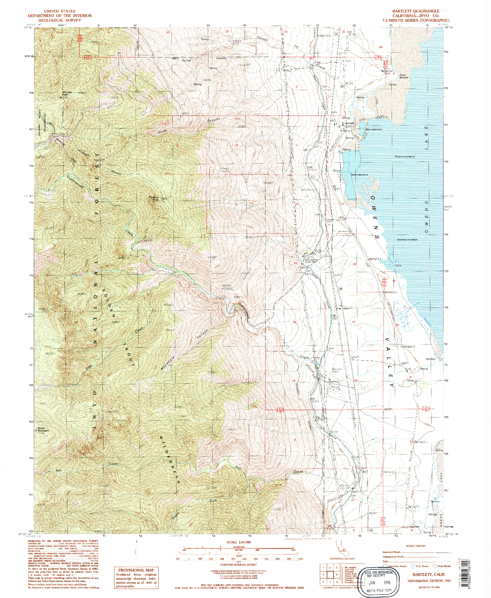 USGS 1:24000-SCALE QUADRANGLE FOR BARTLETT, CA 1987