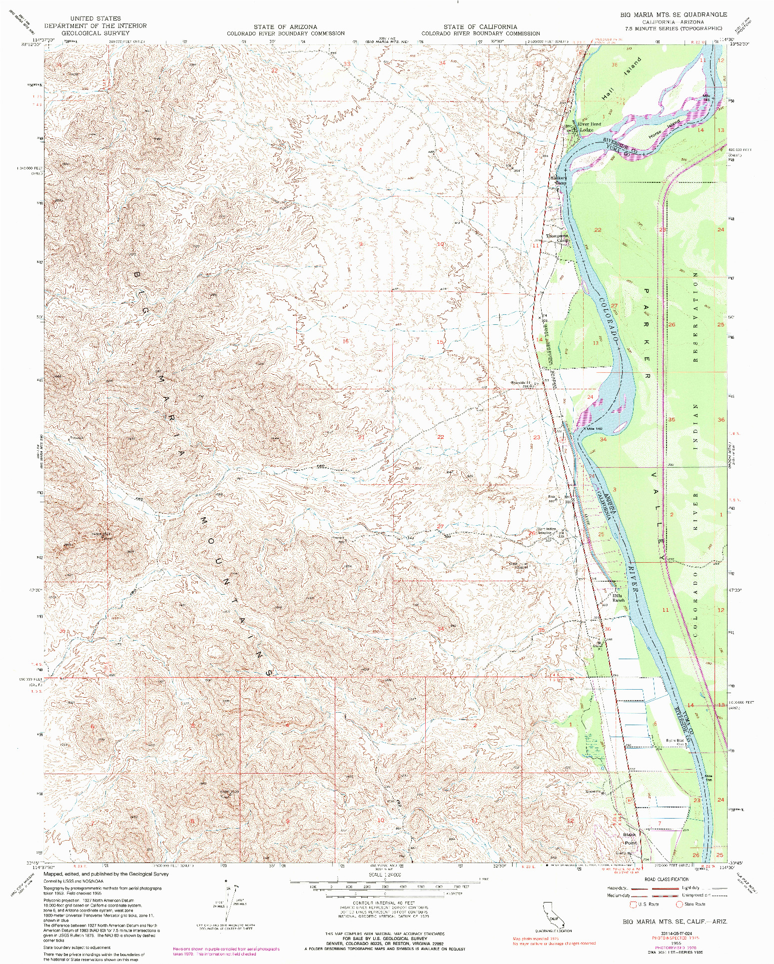 USGS 1:24000-SCALE QUADRANGLE FOR BIG MARIA MTS. SE, CA 1955