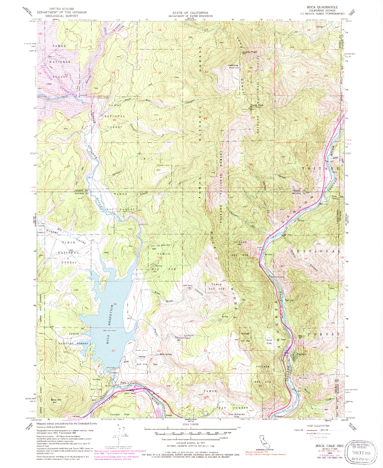 USGS 1:24000-SCALE QUADRANGLE FOR BOCA, CA 1955