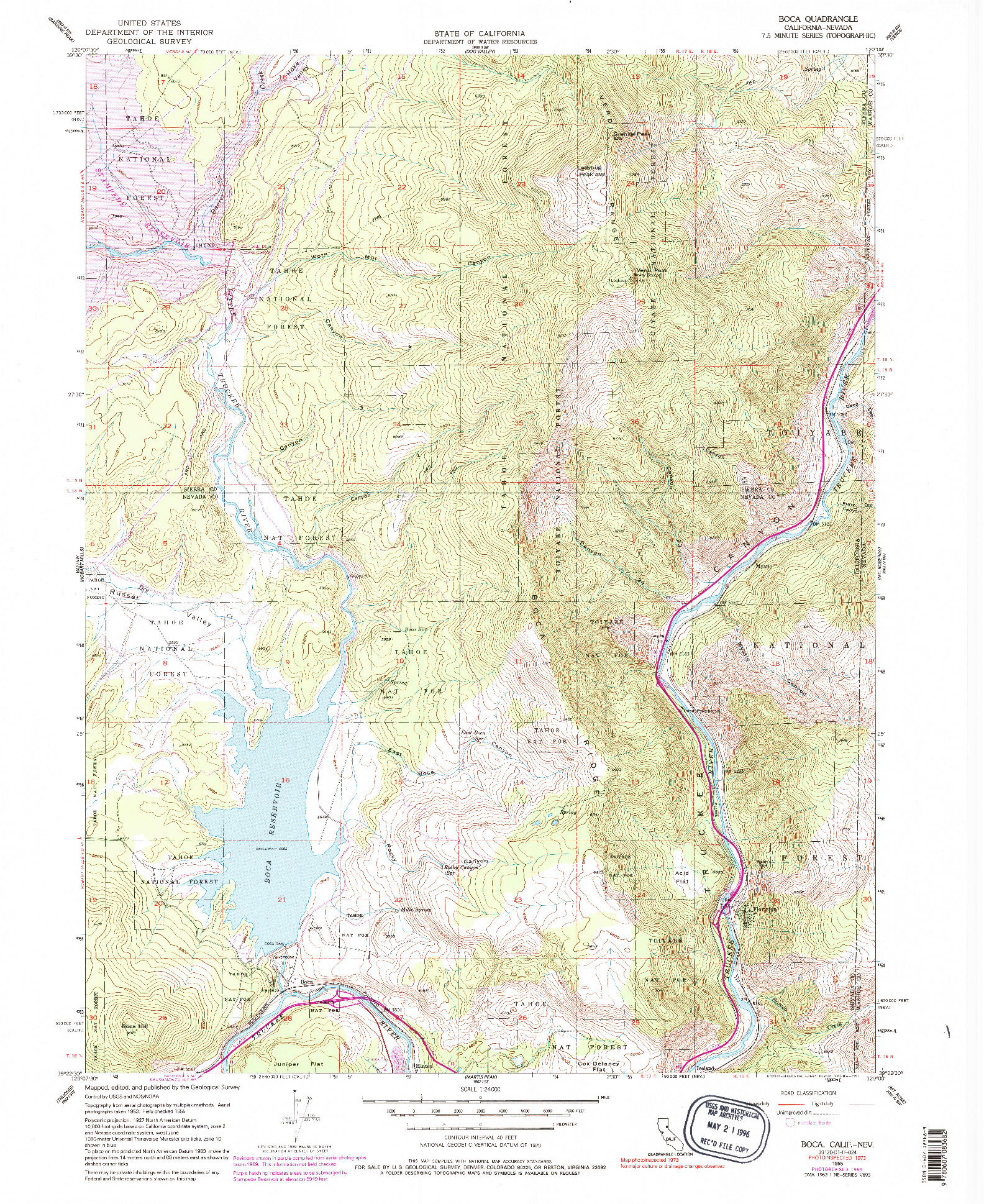 USGS 1:24000-SCALE QUADRANGLE FOR BOCA, CA 1955