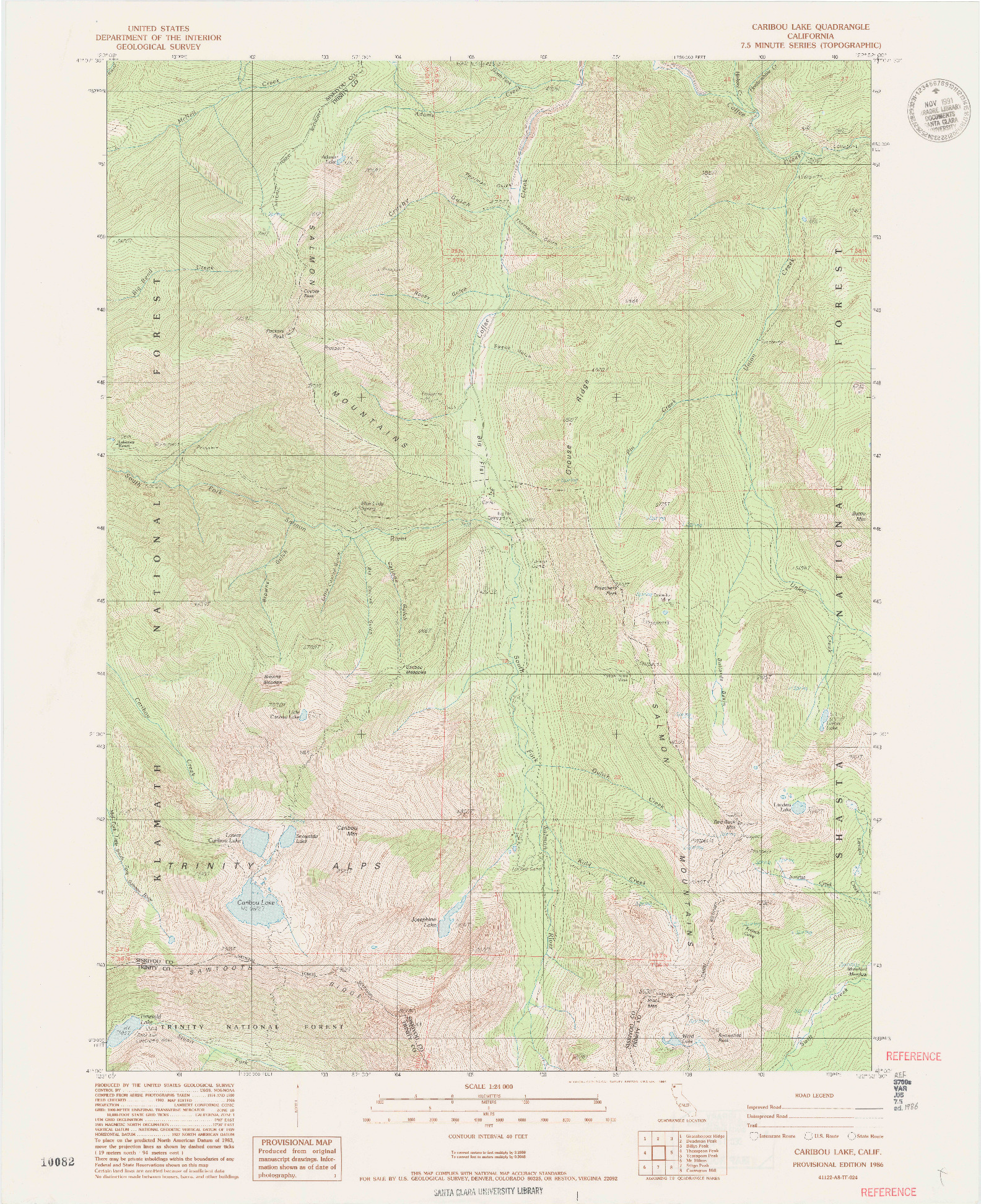 USGS 1:24000-SCALE QUADRANGLE FOR CARIBOU LAKE, CA 1986